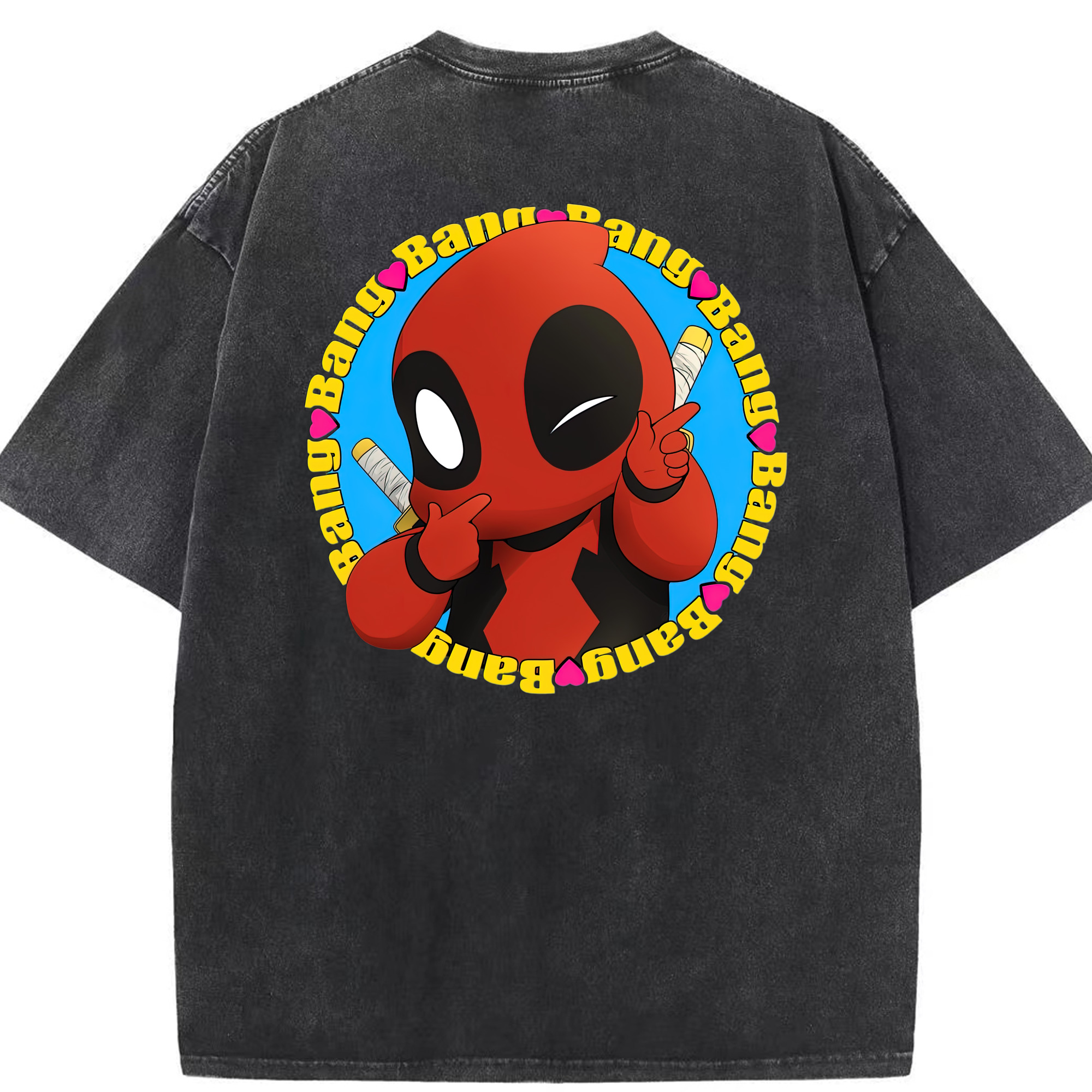 （画像用） Deadpool デッドプール 綿100% ヴィンテージ風 半袖Tシャツ（背面プリント）