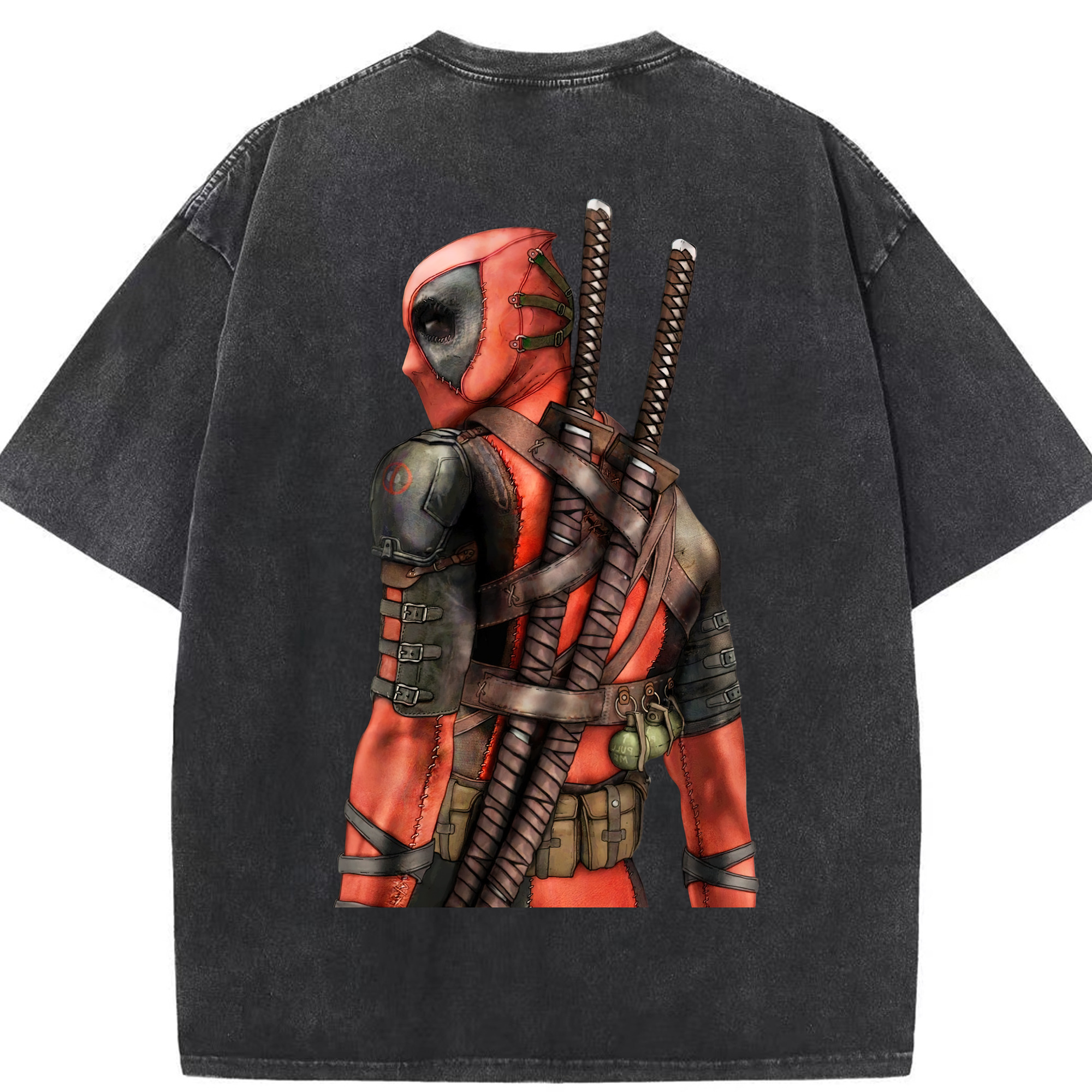 （画像用） Deadpool デッドプール 綿100% ヴィンテージ風 半袖Tシャツ（背面プリント）