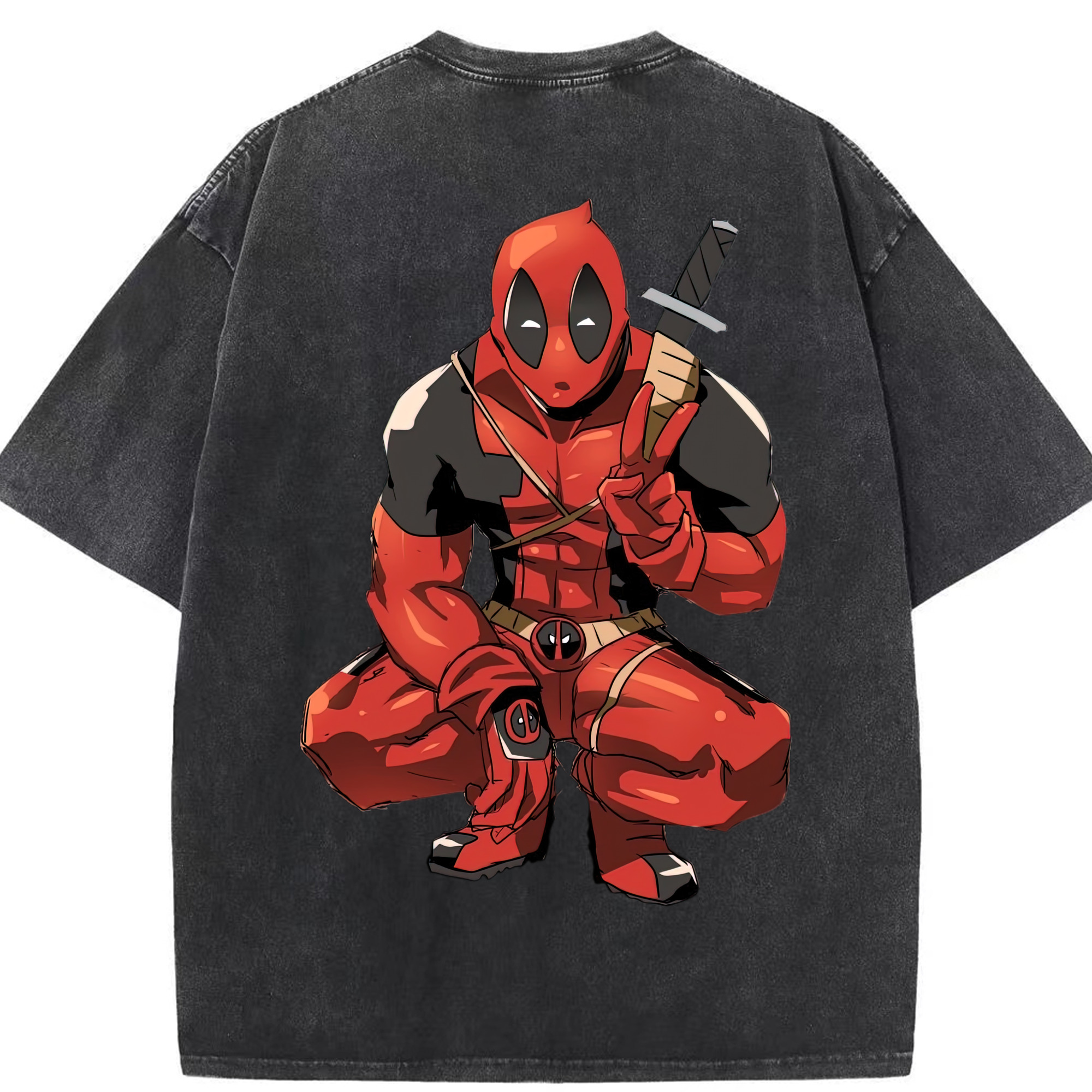 （画像用） Deadpool デッドプール 綿100% ヴィンテージ風 半袖Tシャツ（背面プリント）