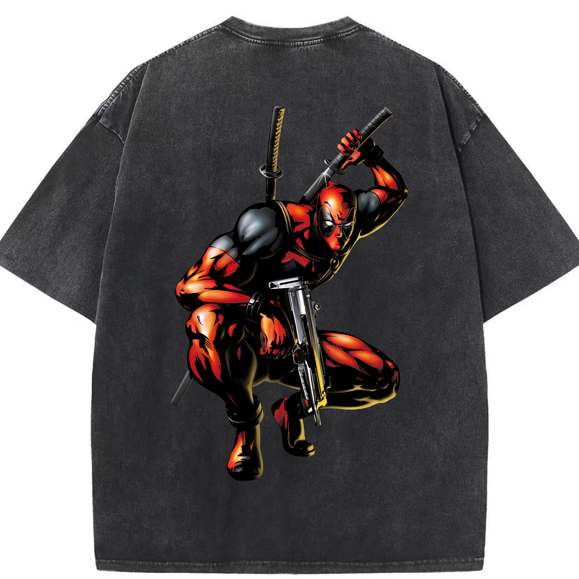 （画像用） Deadpool デッドプール 綿100% ヴィンテージ風 半袖Tシャツ（背面プリント）