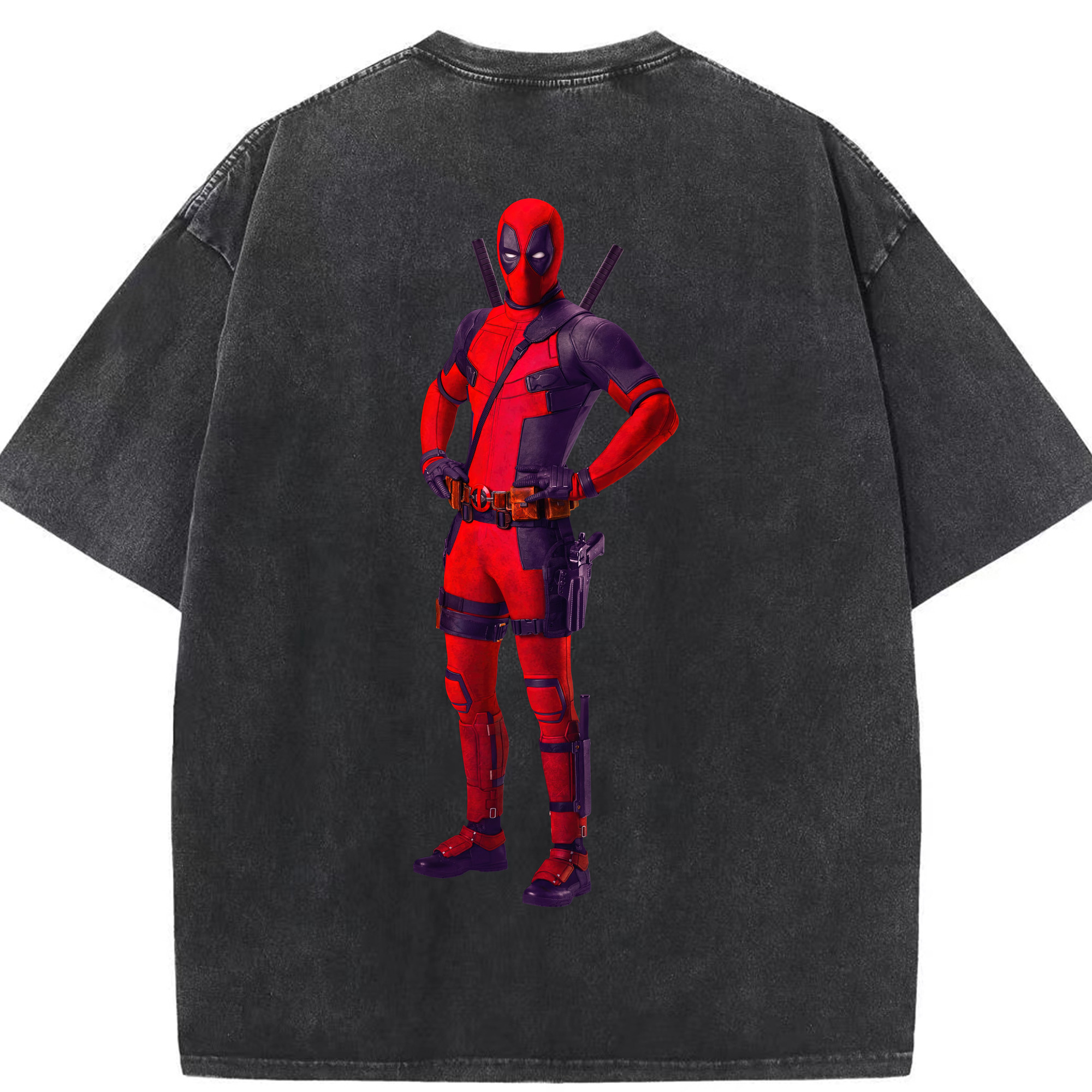（画像用） Deadpool デッドプール 綿100% ヴィンテージ風 半袖Tシャツ（背面プリント）