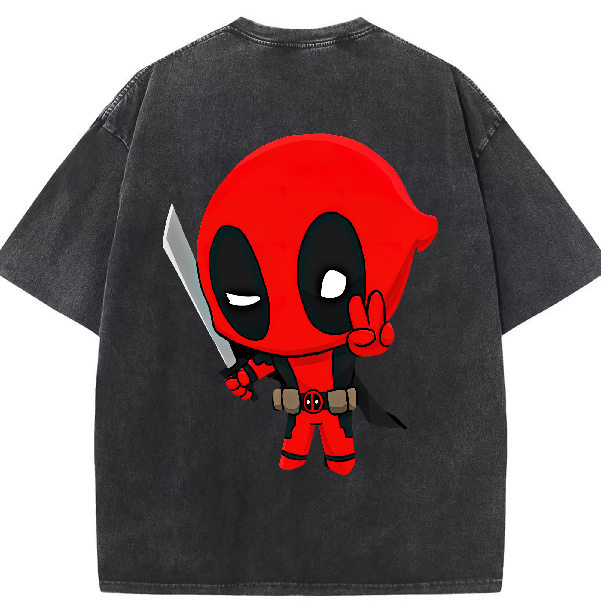 （画像用） Deadpool デッドプール 綿100% ヴィンテージ風 半袖Tシャツ（背面プリント）