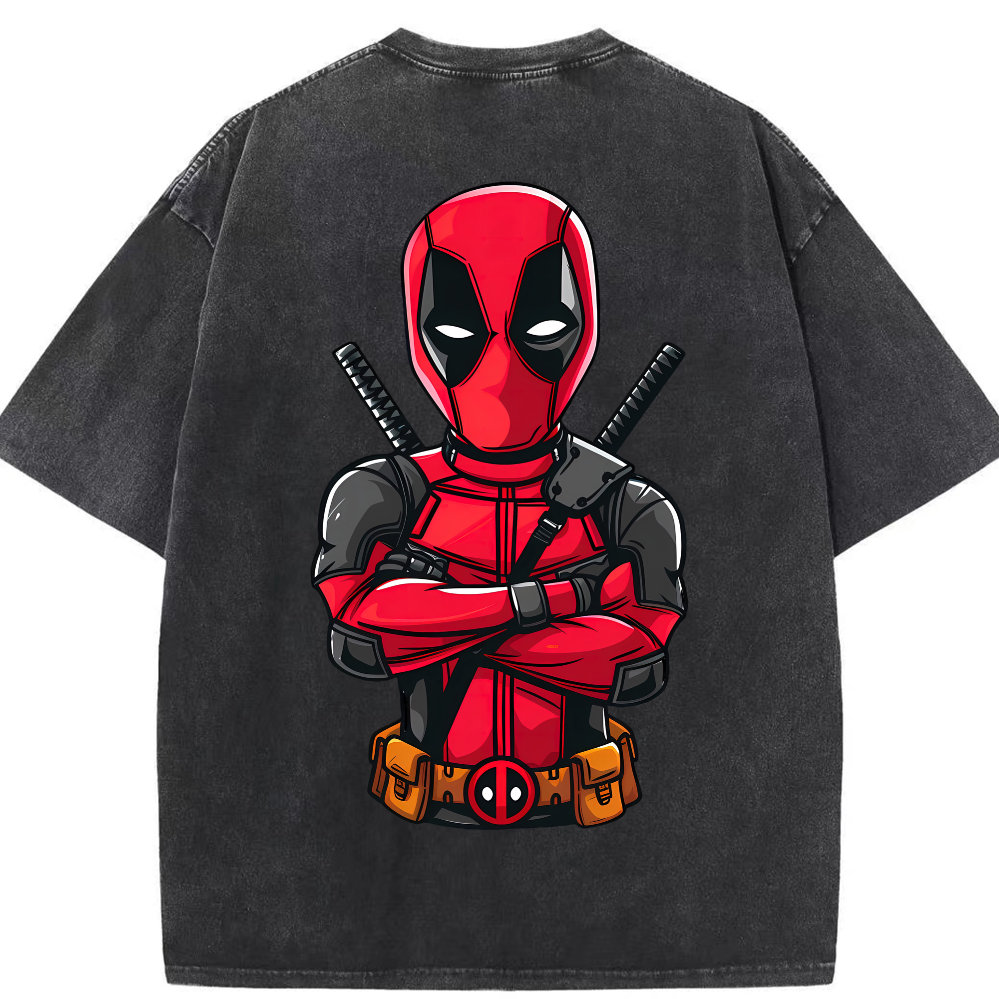 （画像用） Deadpool デッドプール 綿100% ヴィンテージ風 半袖Tシャツ（背面プリント）