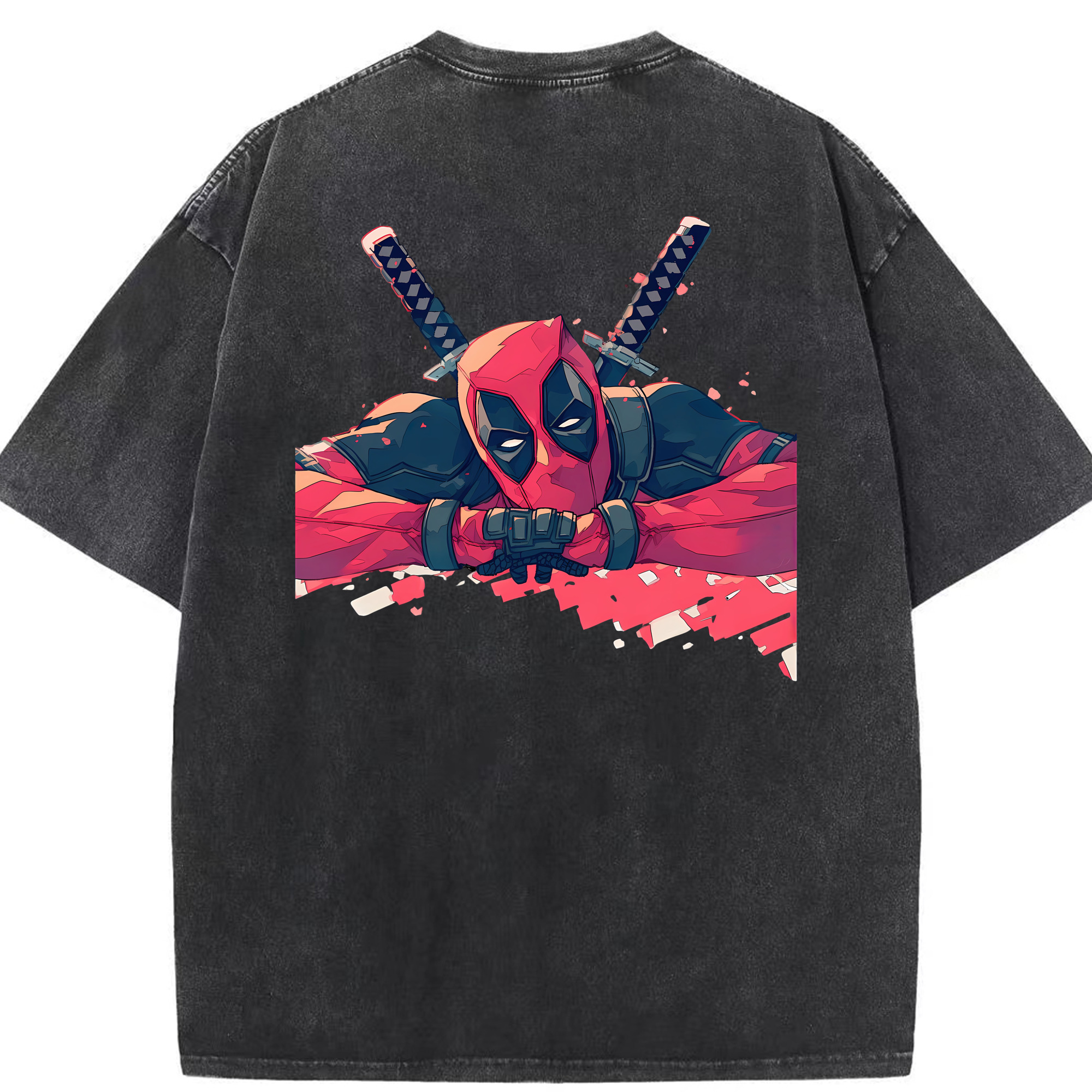 （画像用） Deadpool デッドプール 綿100% ヴィンテージ風 半袖Tシャツ（背面プリント）