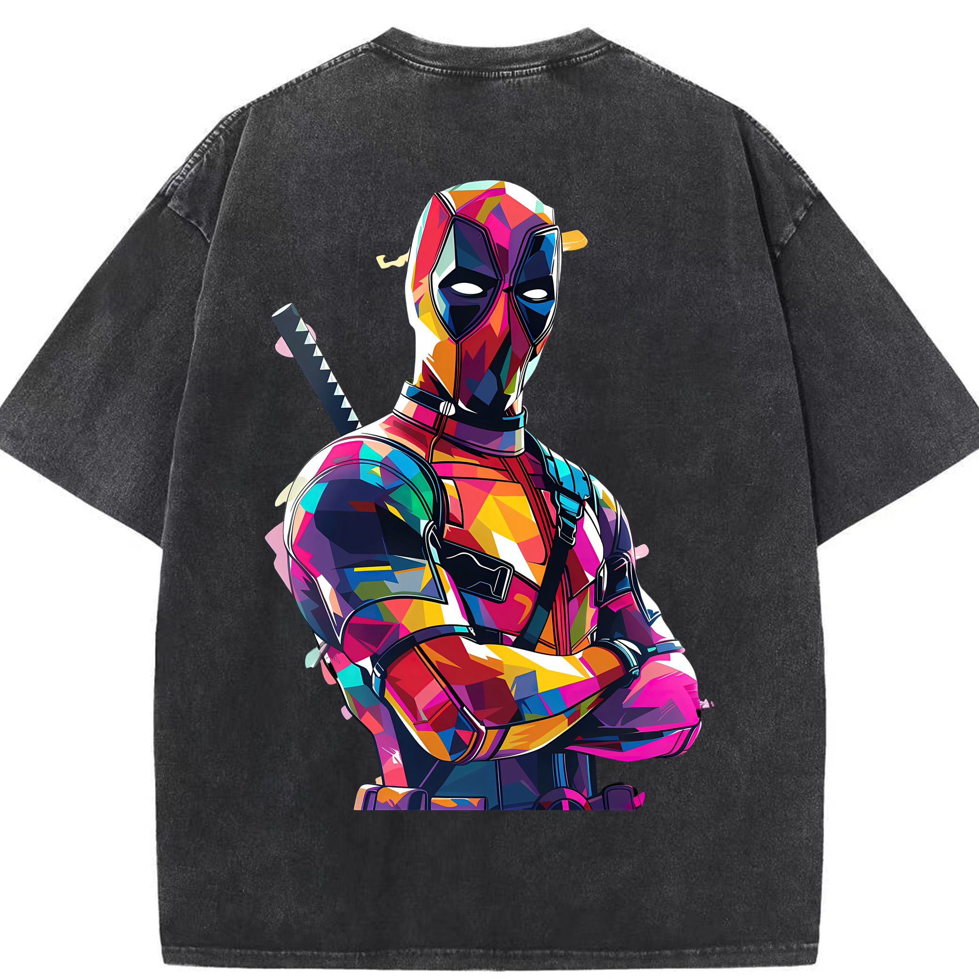 （画像用） Deadpool デッドプール 綿100% ヴィンテージ風 半袖Tシャツ（背面プリント）