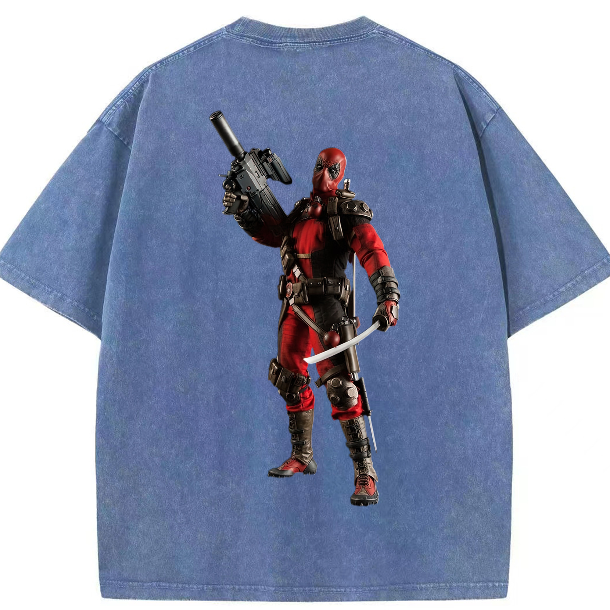 （画像用） Deadpool デッドプール 綿100% ヴィンテージ風 半袖Tシャツ（背面プリント）