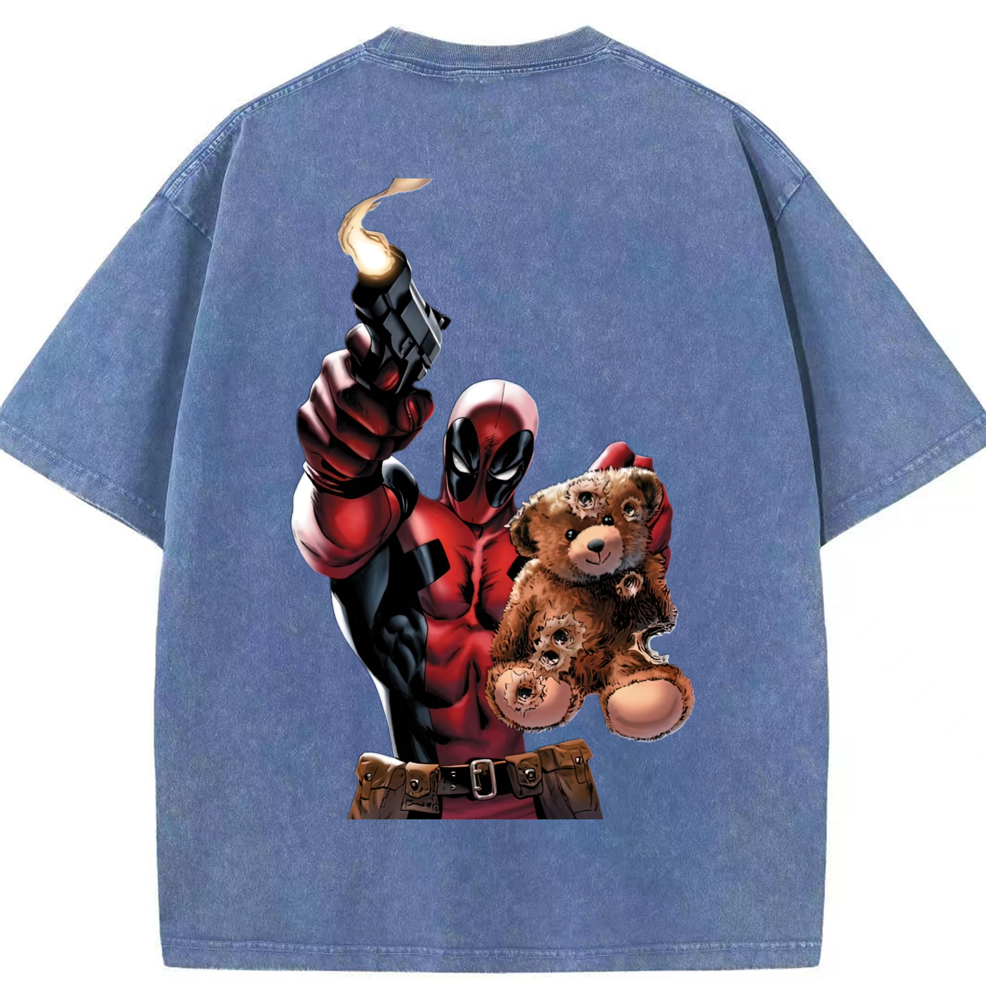（画像用） Deadpool デッドプール 綿100% ヴィンテージ風 半袖Tシャツ（背面プリント）