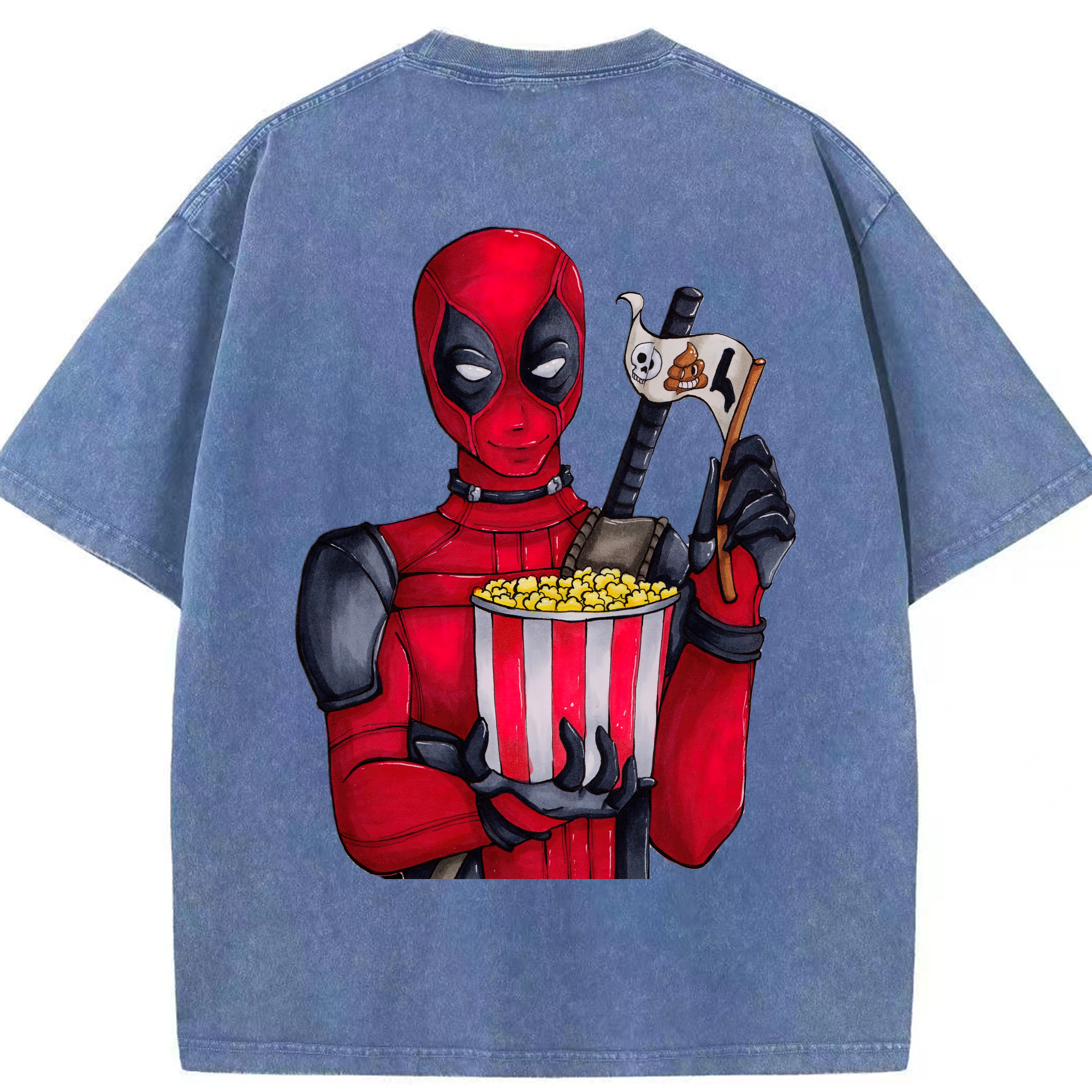 （画像用） Deadpool デッドプール 綿100% ヴィンテージ風 半袖Tシャツ（背面プリント）