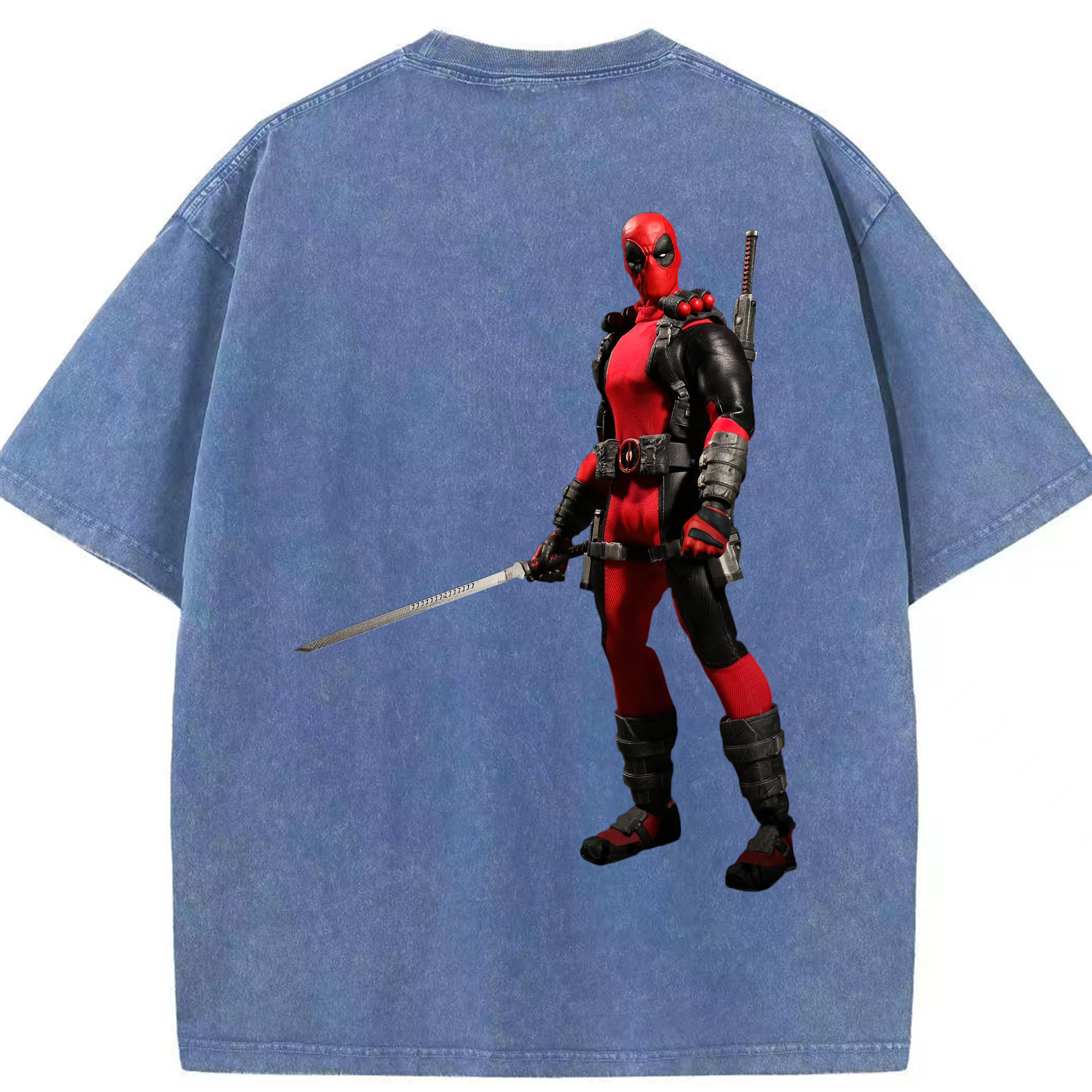 （画像用） Deadpool デッドプール 綿100% ヴィンテージ風 半袖Tシャツ（背面プリント）