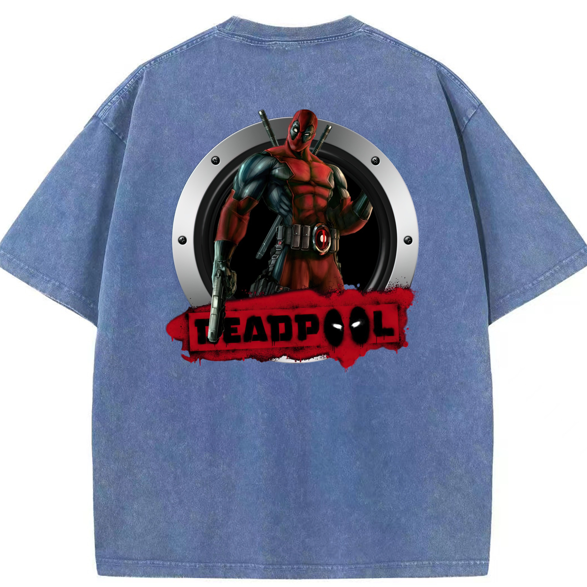 （画像用） Deadpool デッドプール 綿100% ヴィンテージ風 半袖Tシャツ（背面プリント）