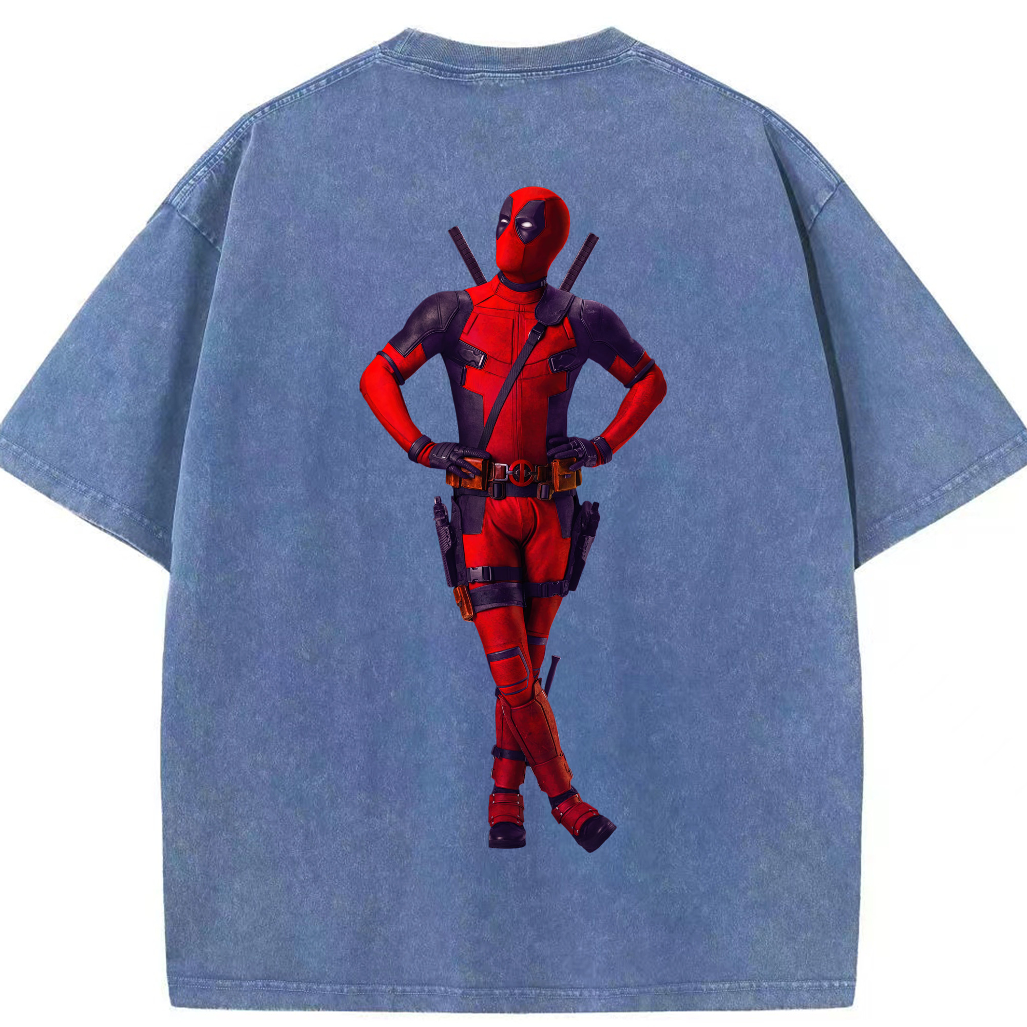 （画像用） Deadpool デッドプール 綿100% ヴィンテージ風 半袖Tシャツ（背面プリント）