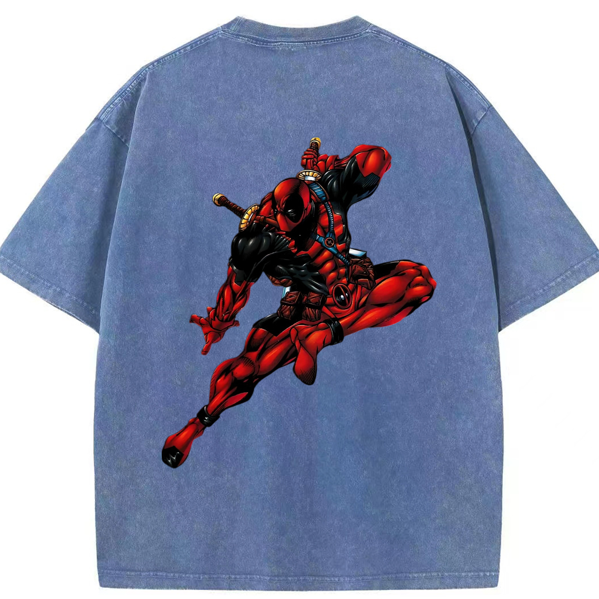 （画像用） Deadpool デッドプール 綿100% ヴィンテージ風 半袖Tシャツ（背面プリント）