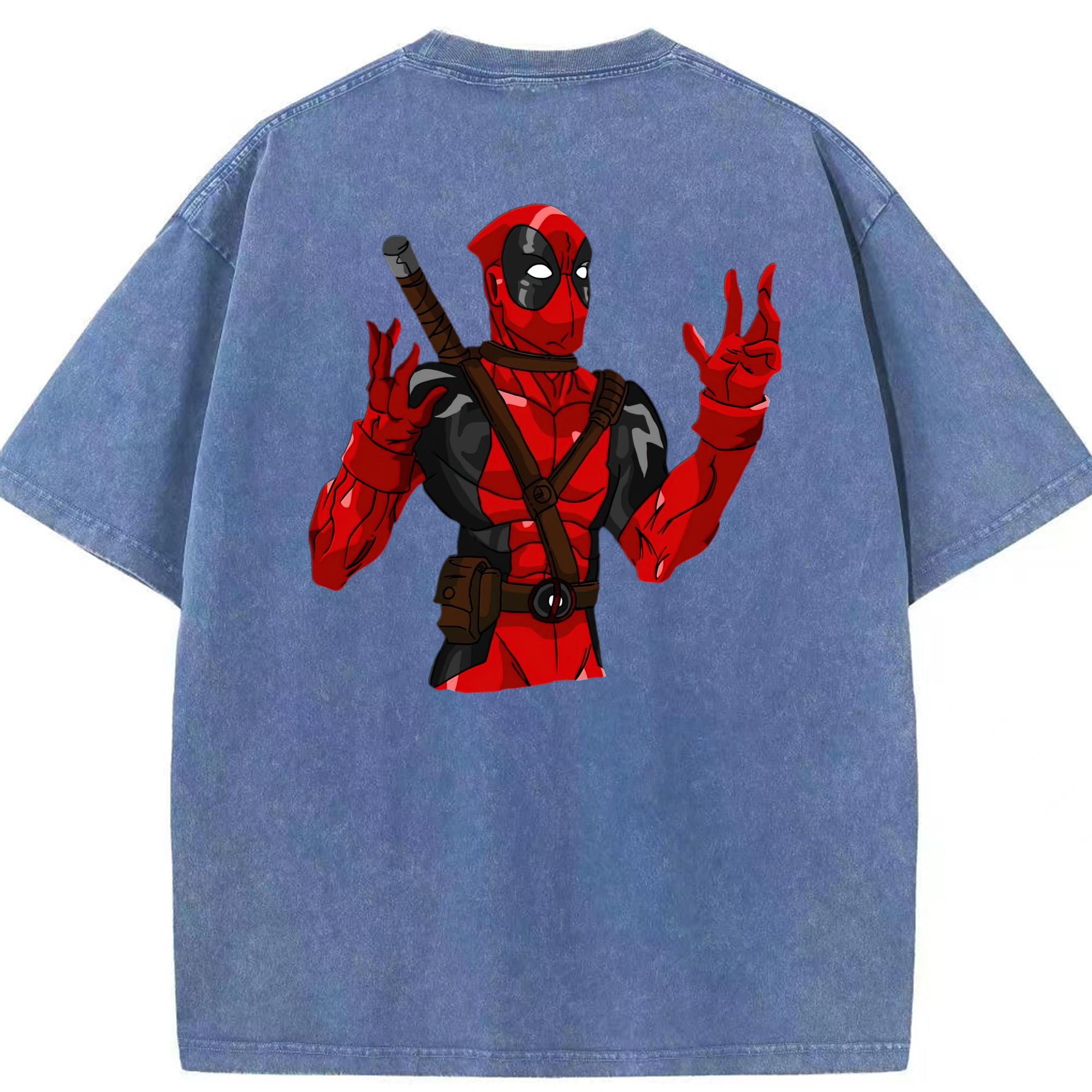 （画像用） Deadpool デッドプール 綿100% ヴィンテージ風 半袖Tシャツ（背面プリント）