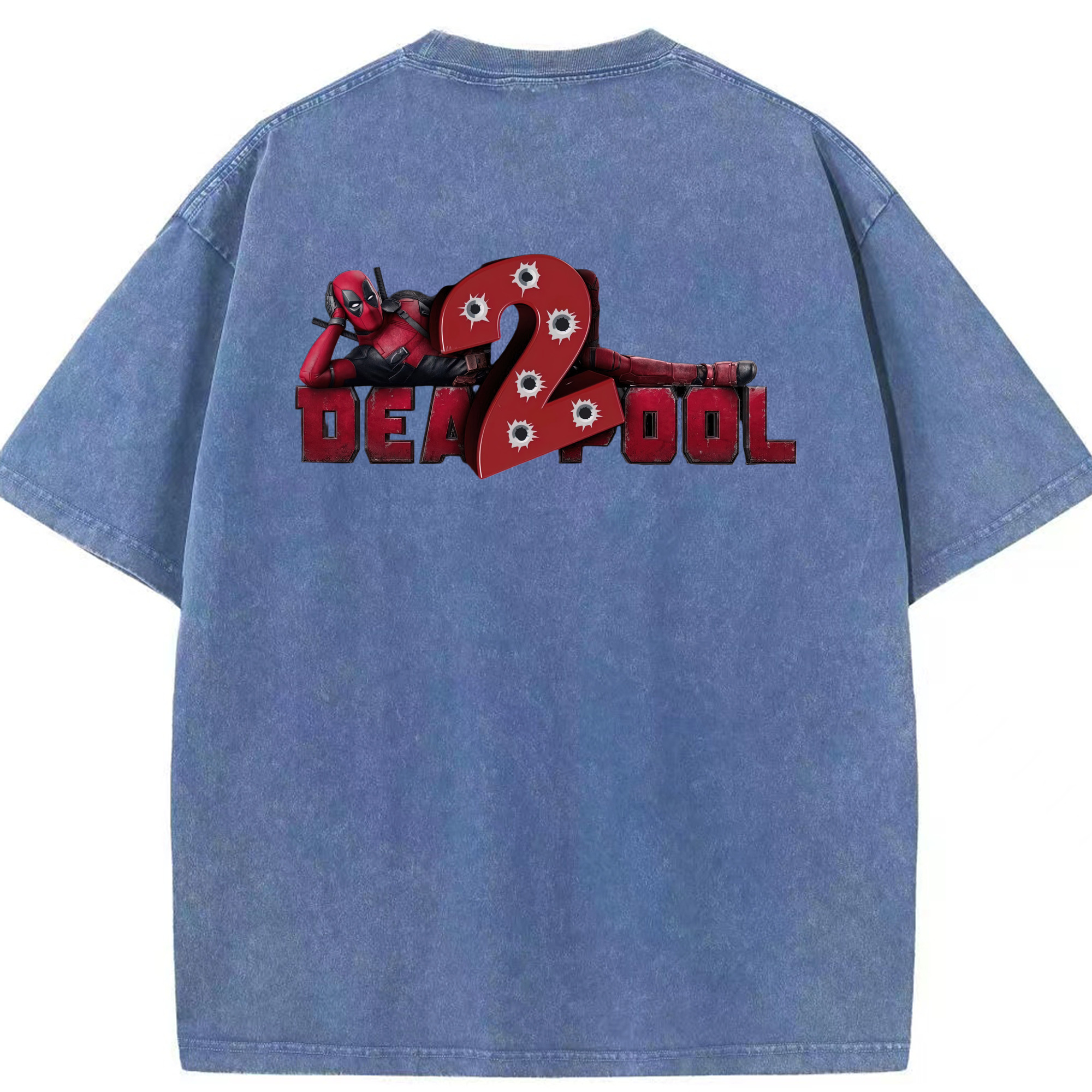 （画像用） Deadpool デッドプール 綿100% ヴィンテージ風 半袖Tシャツ（背面プリント）
