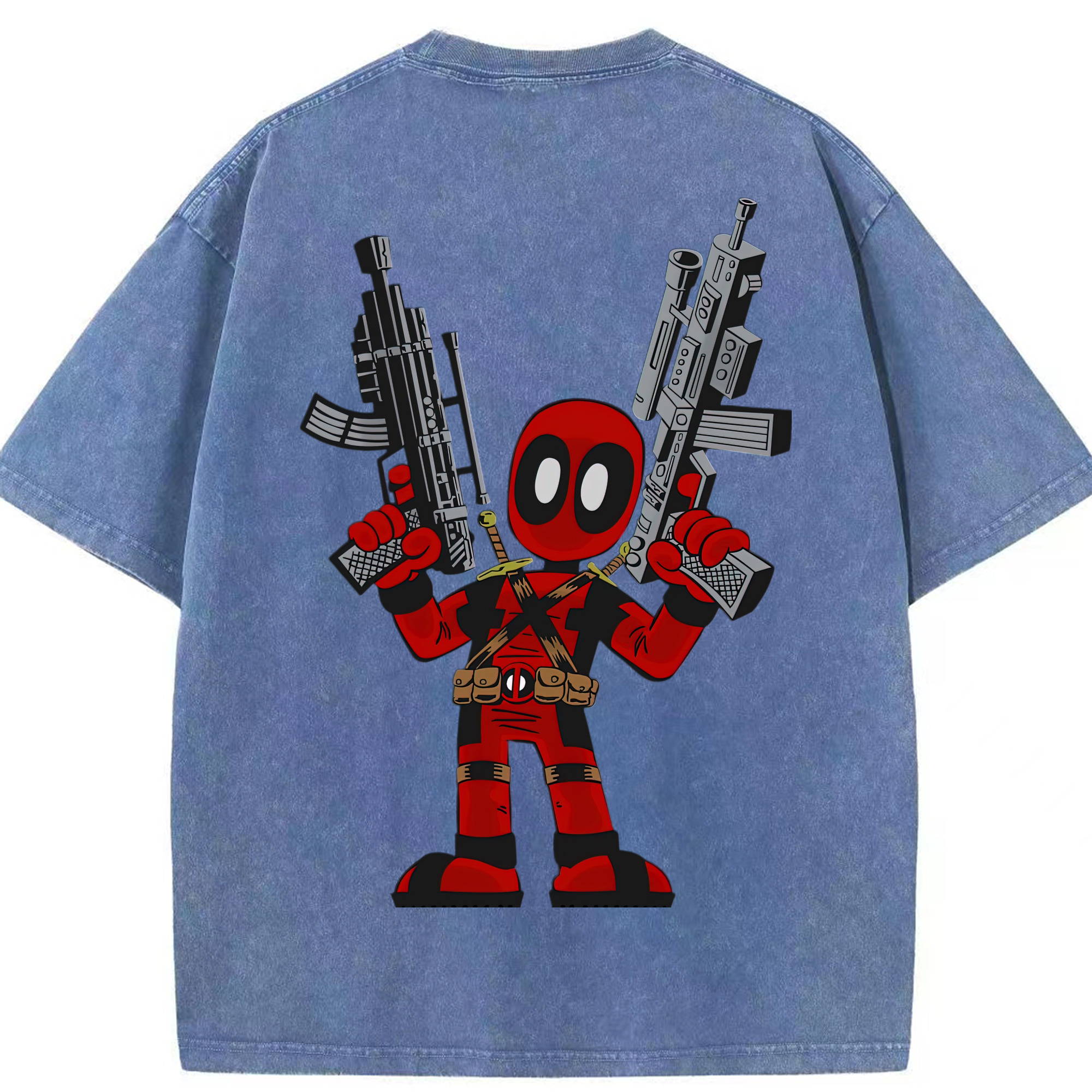 （画像用） Deadpool デッドプール 綿100% ヴィンテージ風 半袖Tシャツ（背面プリント）
