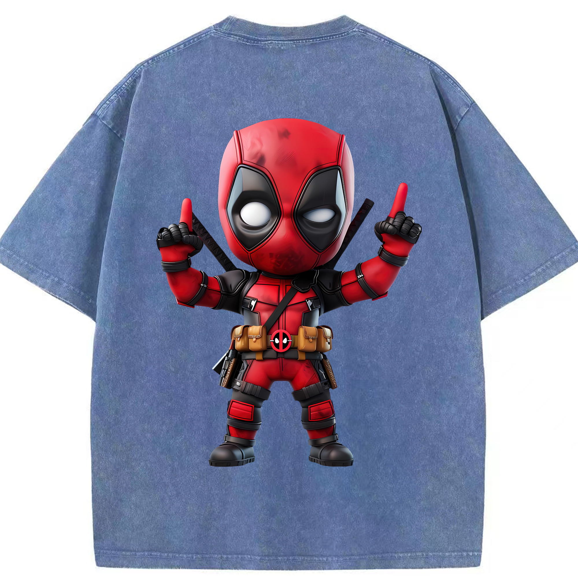 （画像用） Deadpool デッドプール 綿100% ヴィンテージ風 半袖Tシャツ（背面プリント）
