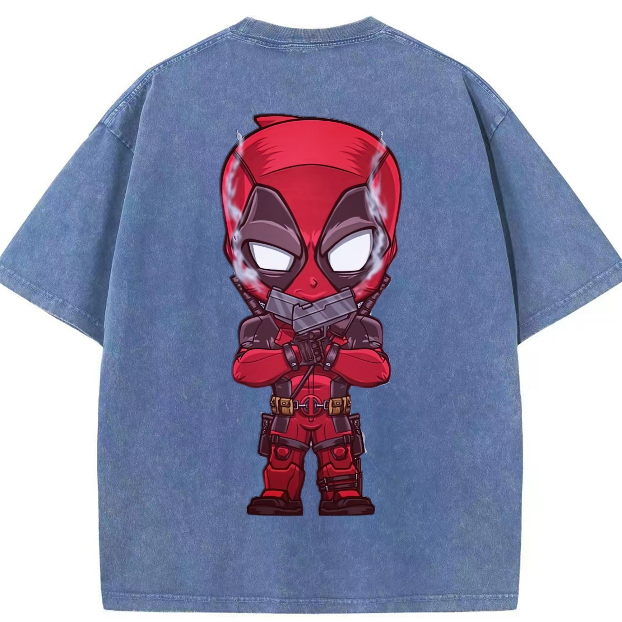 （画像用） Deadpool デッドプール 綿100% ヴィンテージ風 半袖Tシャツ（背面プリント）