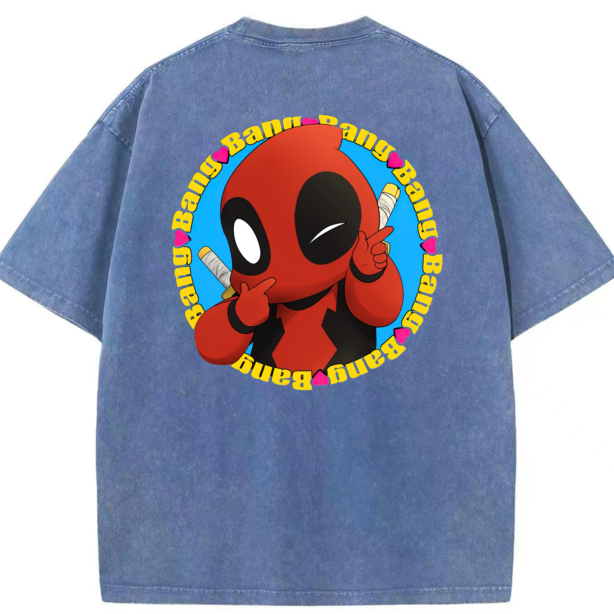 （画像用） Deadpool デッドプール 綿100% ヴィンテージ風 半袖Tシャツ（背面プリント）