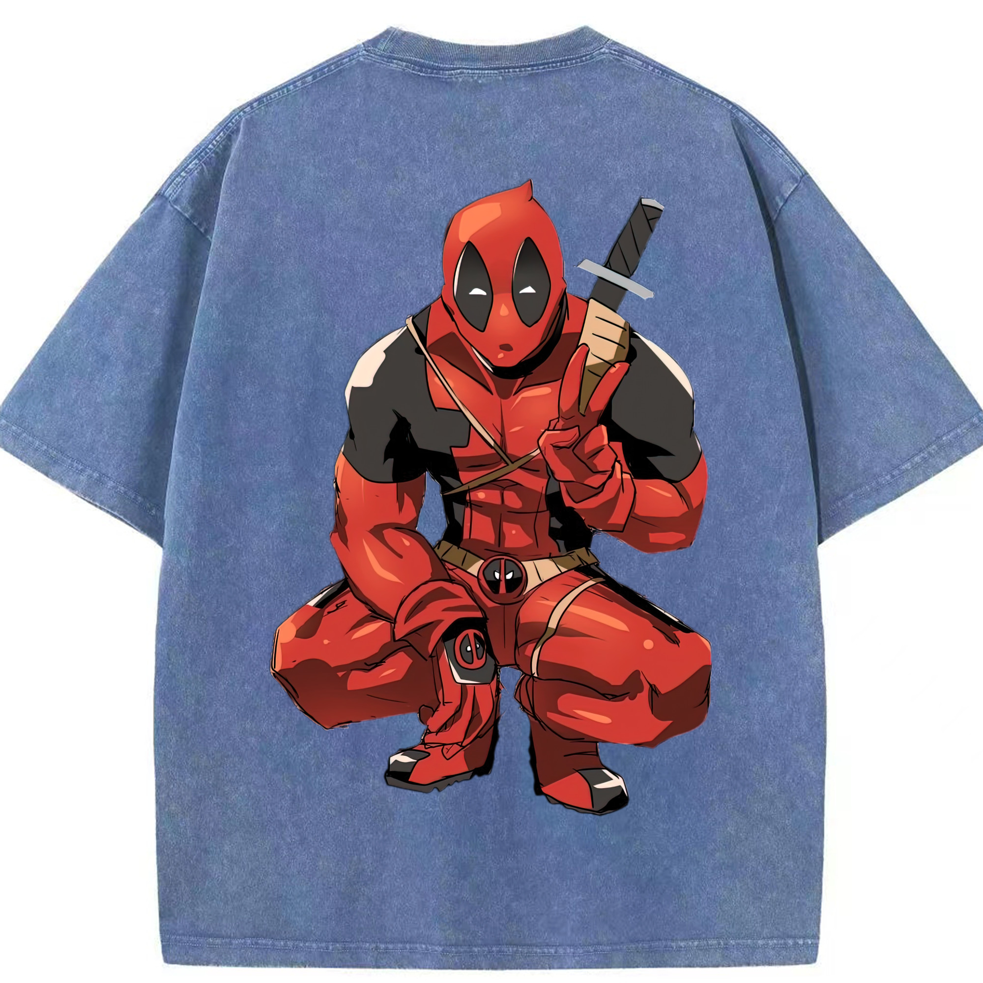 （画像用） Deadpool デッドプール 綿100% ヴィンテージ風 半袖Tシャツ（背面プリント）