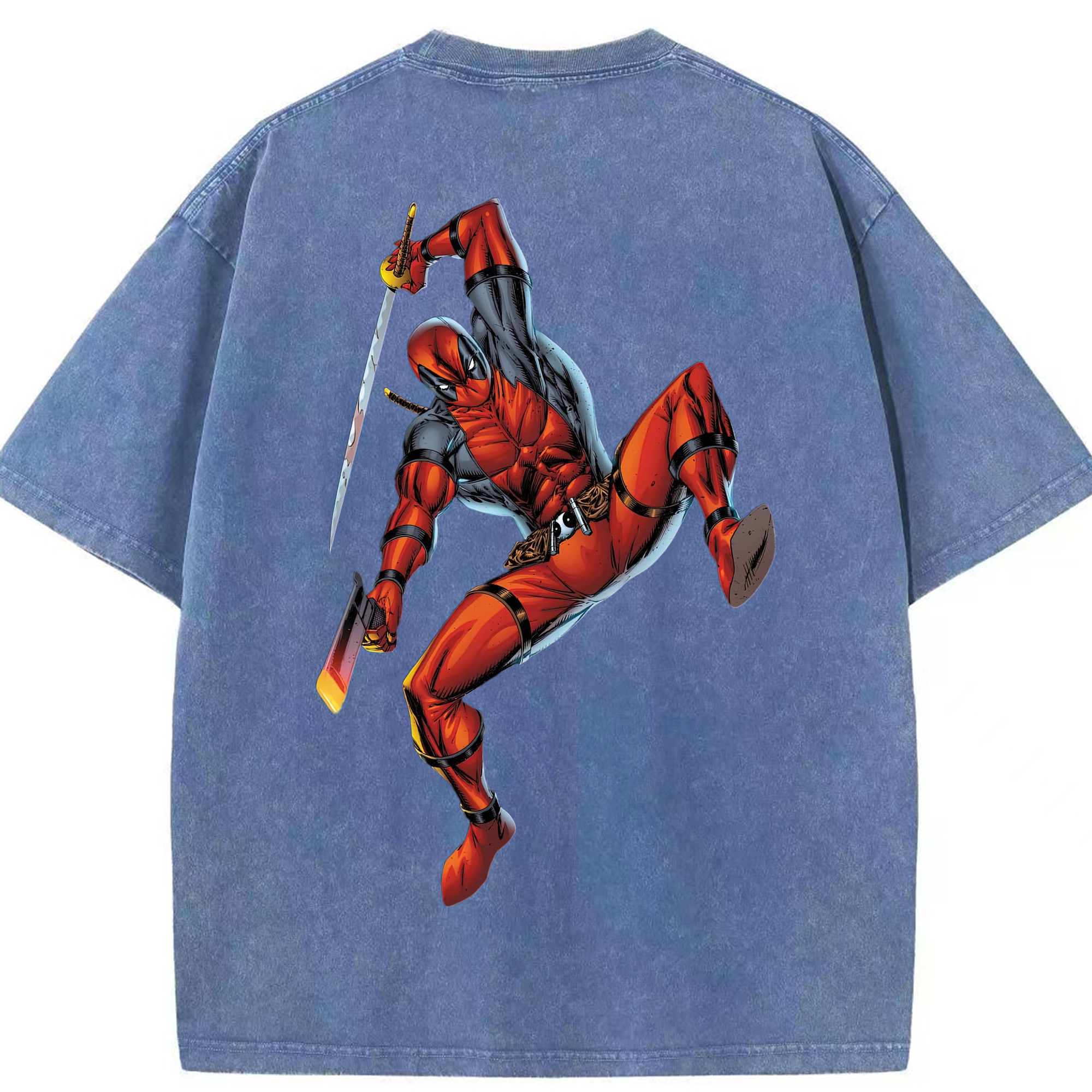 （画像用） Deadpool デッドプール 綿100% ヴィンテージ風 半袖Tシャツ（背面プリント）