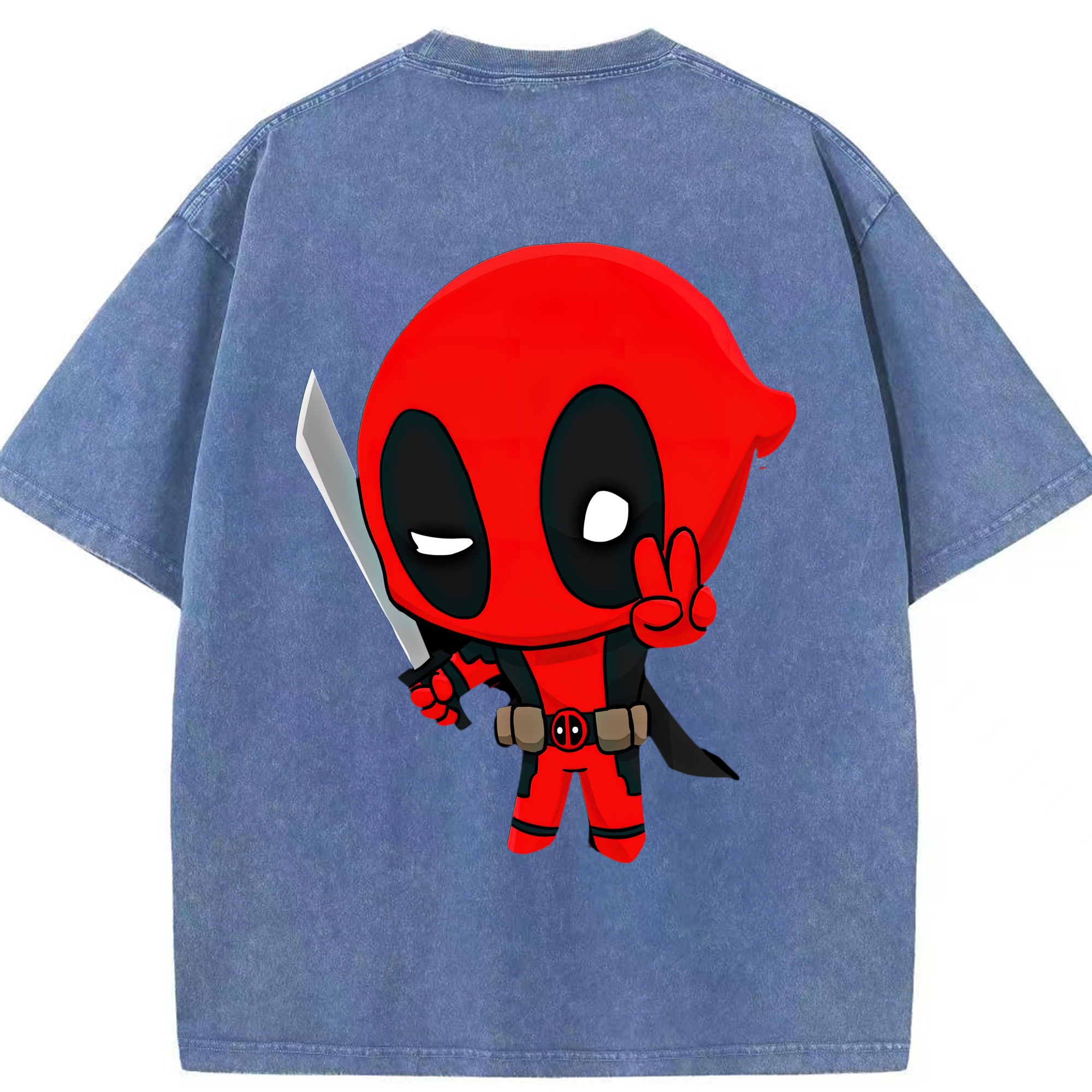 （画像用） Deadpool デッドプール 綿100% ヴィンテージ風 半袖Tシャツ（背面プリント）