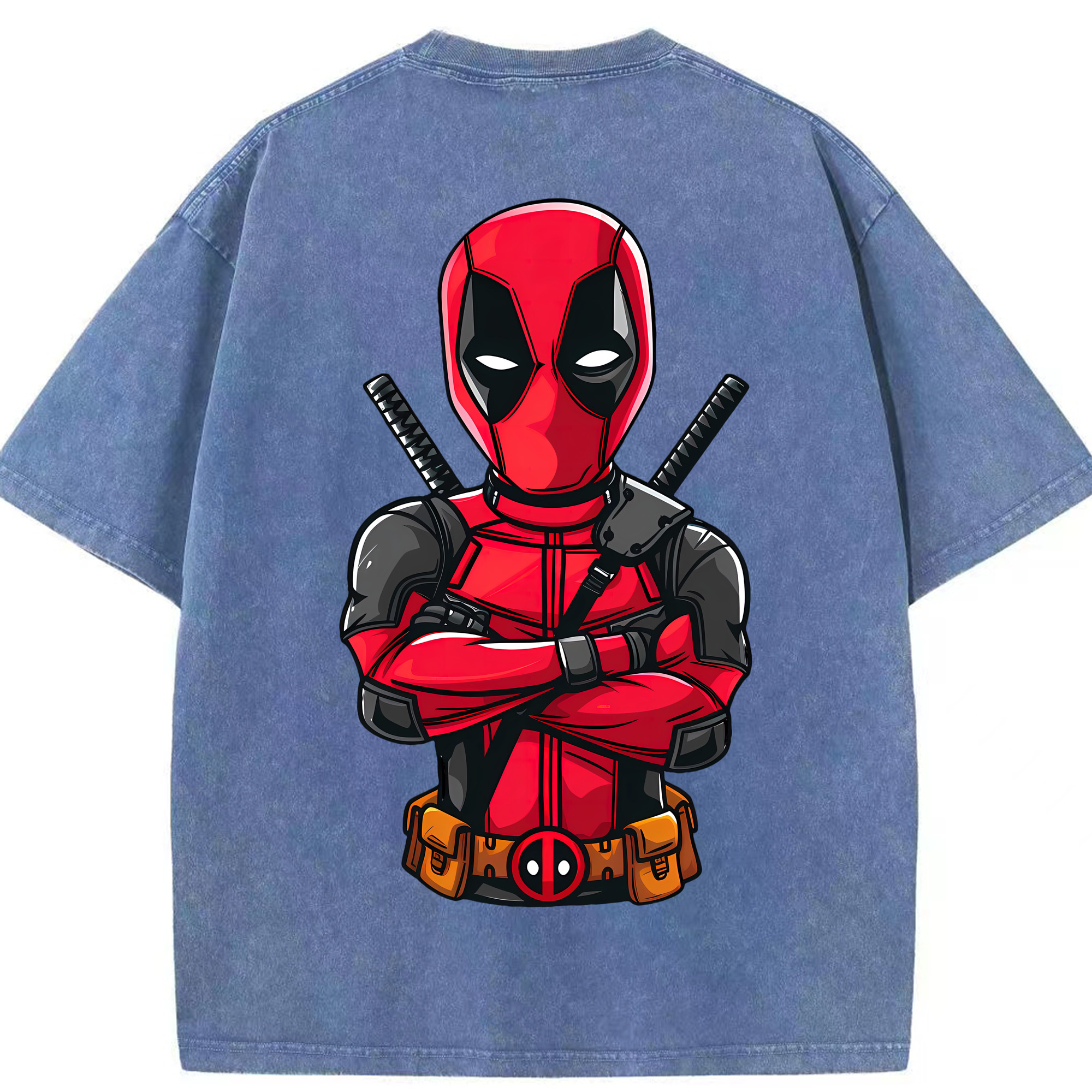 （画像用） Deadpool デッドプール 綿100% ヴィンテージ風 半袖Tシャツ（背面プリント）