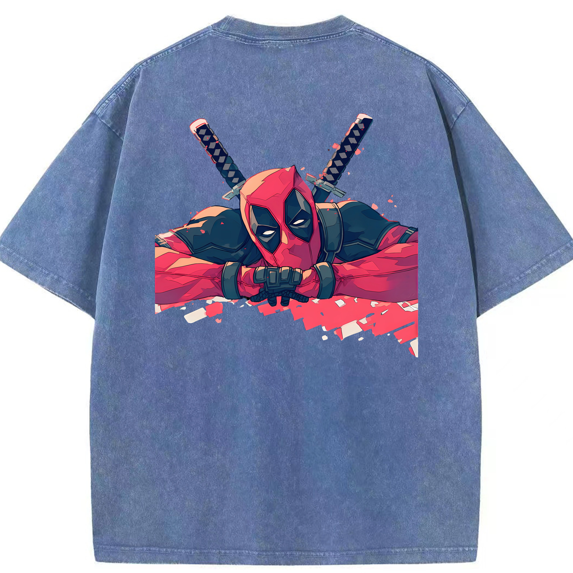 （画像用） Deadpool デッドプール 綿100% ヴィンテージ風 半袖Tシャツ（背面プリント）