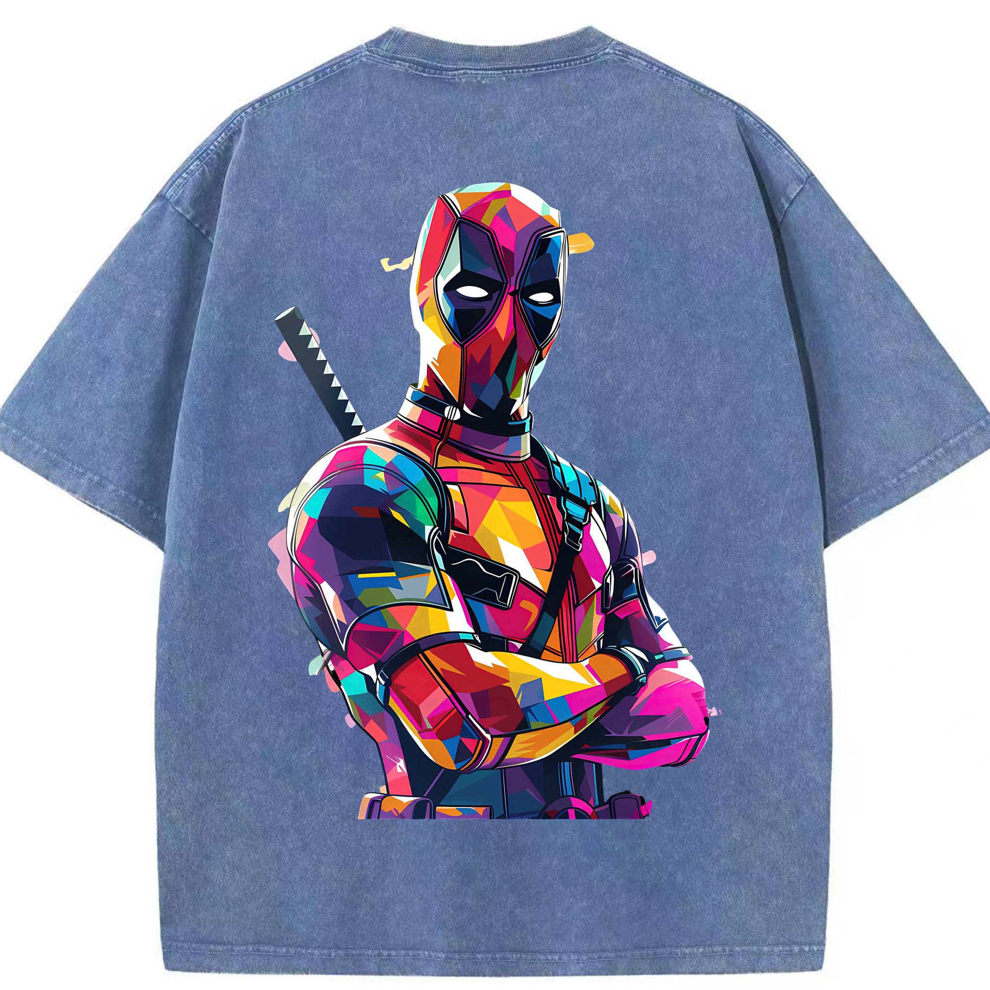 （画像用） Deadpool デッドプール 綿100% ヴィンテージ風 半袖Tシャツ（背面プリント）