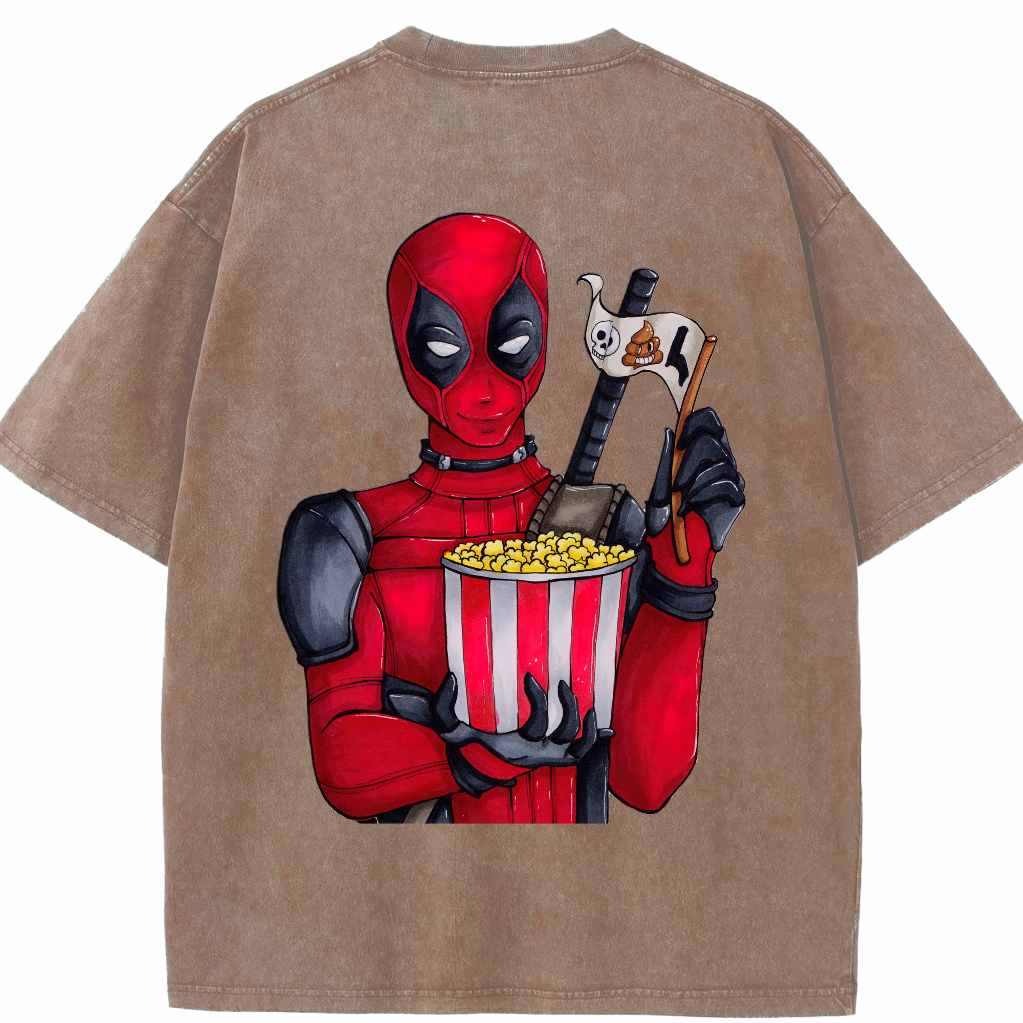 （画像用） Deadpool デッドプール 綿100% ヴィンテージ風 半袖Tシャツ（背面プリント）