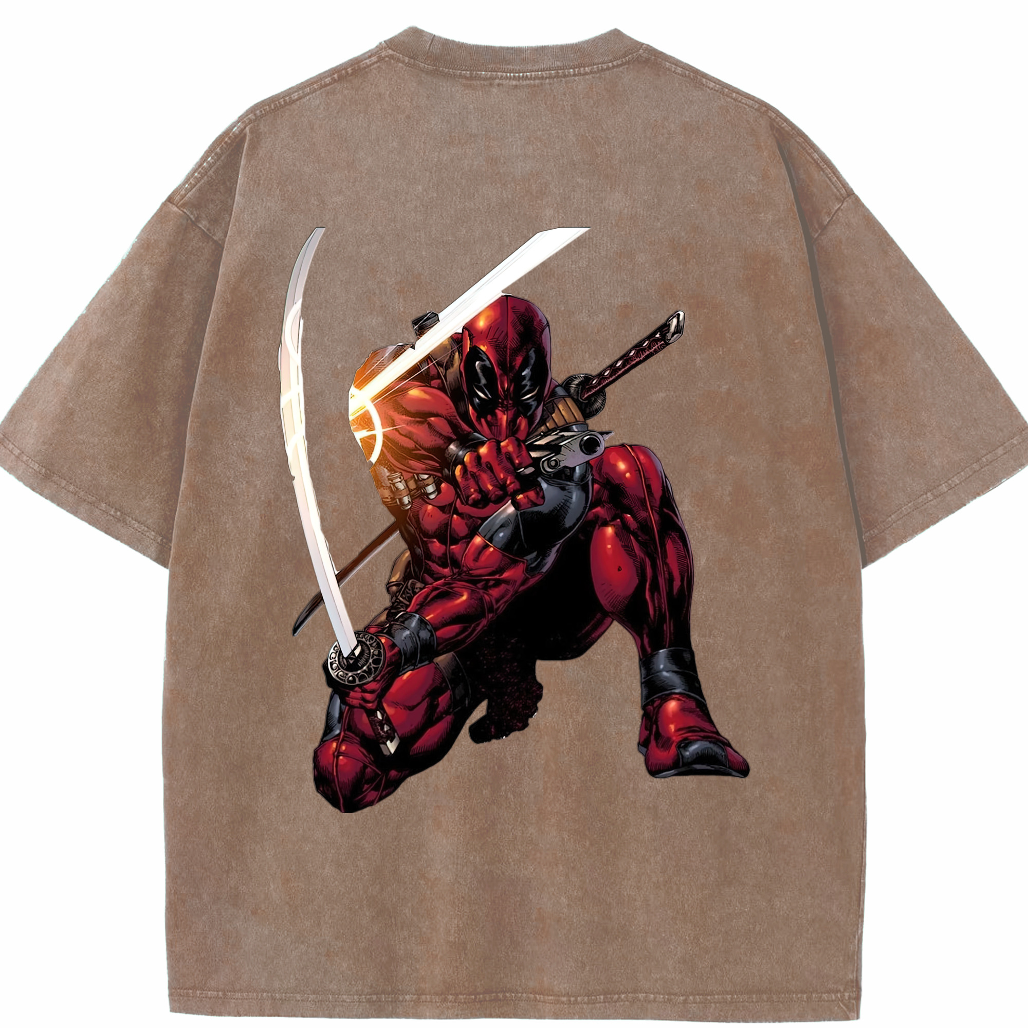 （画像用） Deadpool デッドプール 綿100% ヴィンテージ風 半袖Tシャツ（背面プリント）