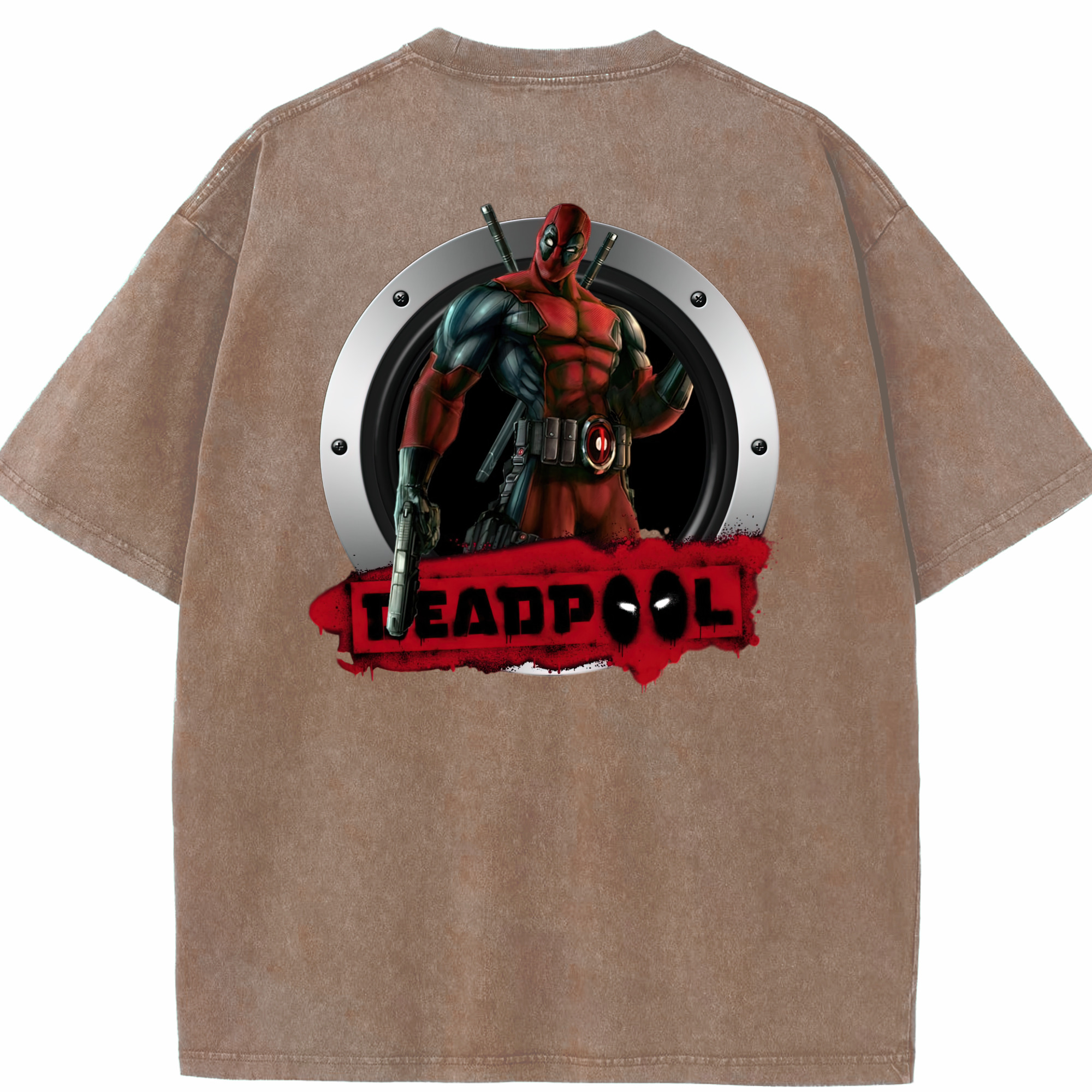 （画像用） Deadpool デッドプール 綿100% ヴィンテージ風 半袖Tシャツ（背面プリント）