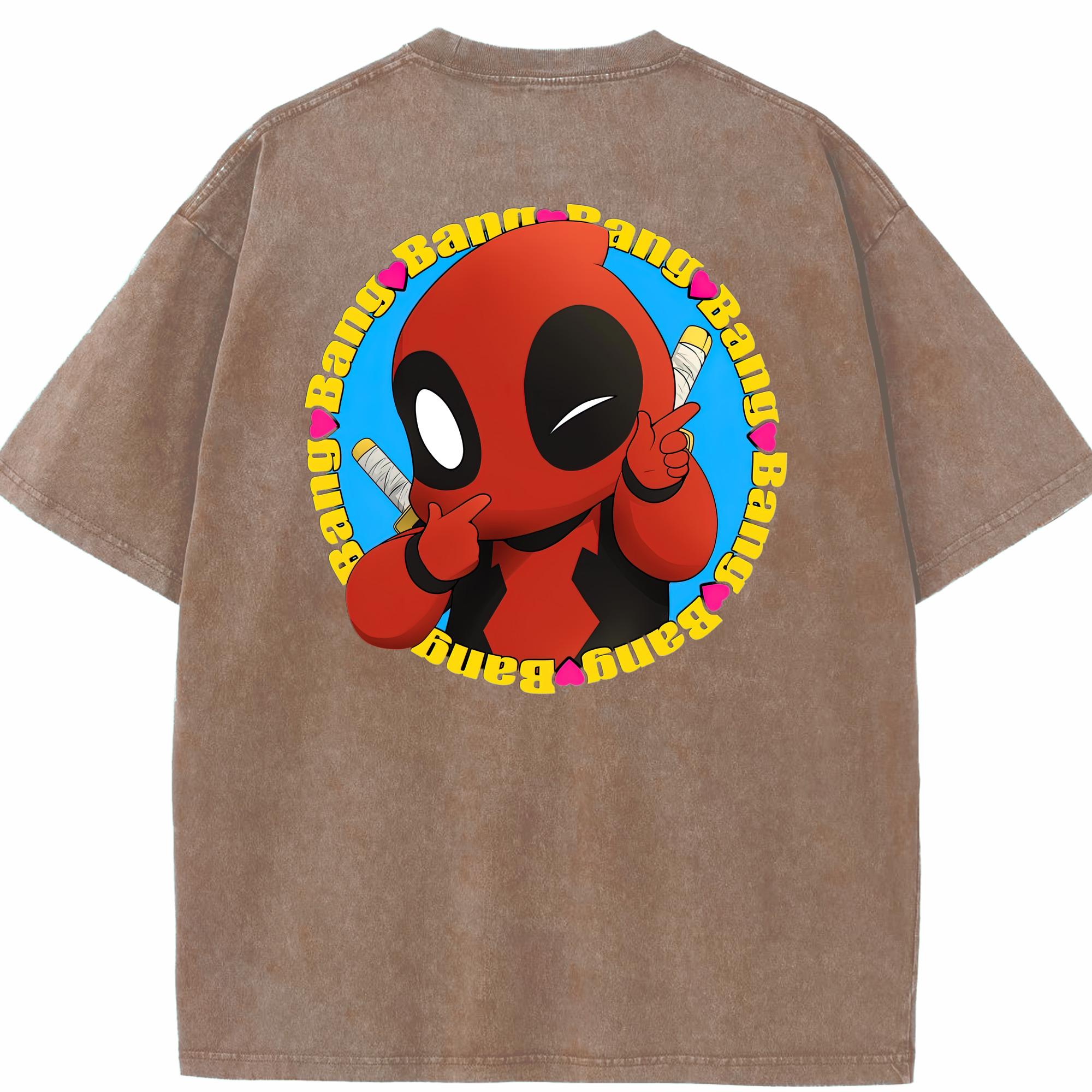 （画像用） Deadpool デッドプール 綿100% ヴィンテージ風 半袖Tシャツ（背面プリント）