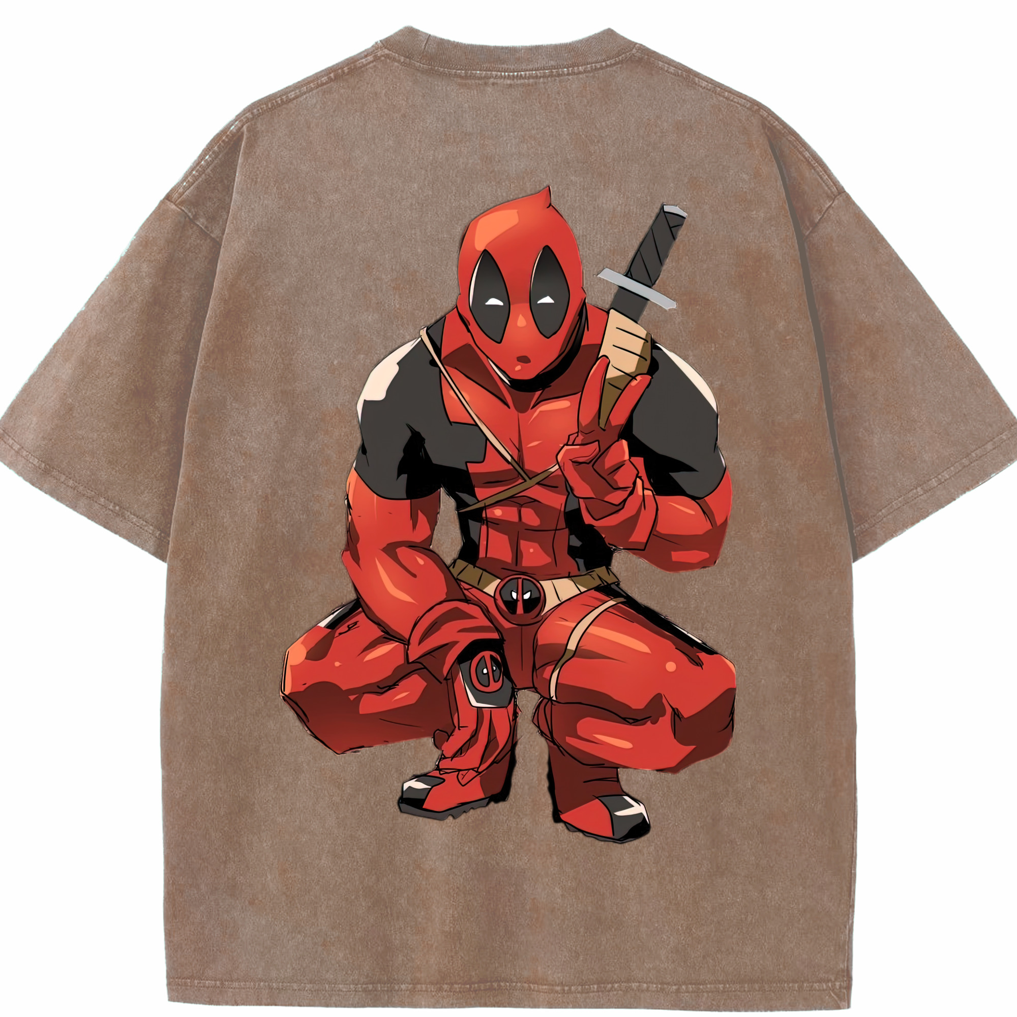 （画像用） Deadpool デッドプール 綿100% ヴィンテージ風 半袖Tシャツ（背面プリント）