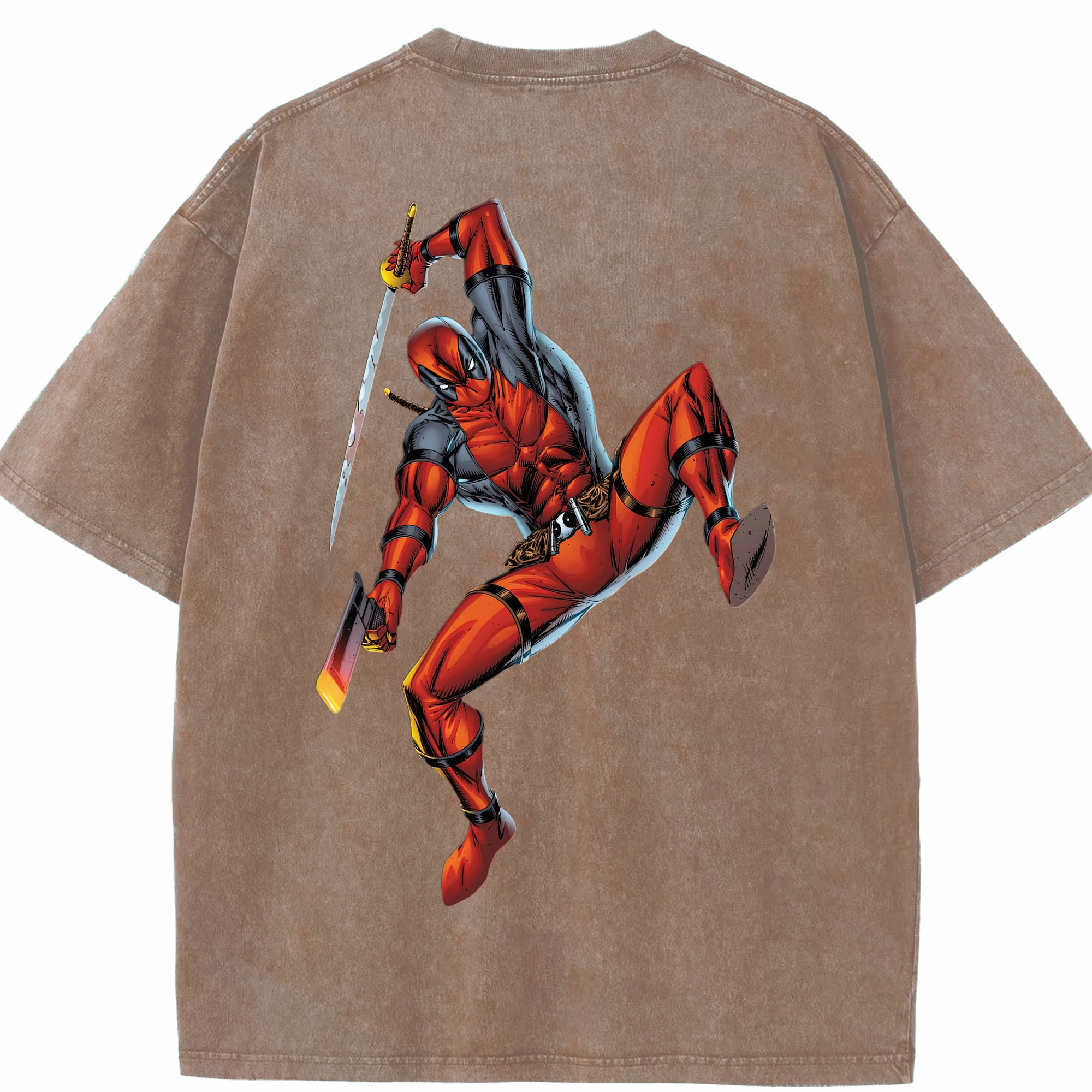 （画像用） Deadpool デッドプール 綿100% ヴィンテージ風 半袖Tシャツ（背面プリント）