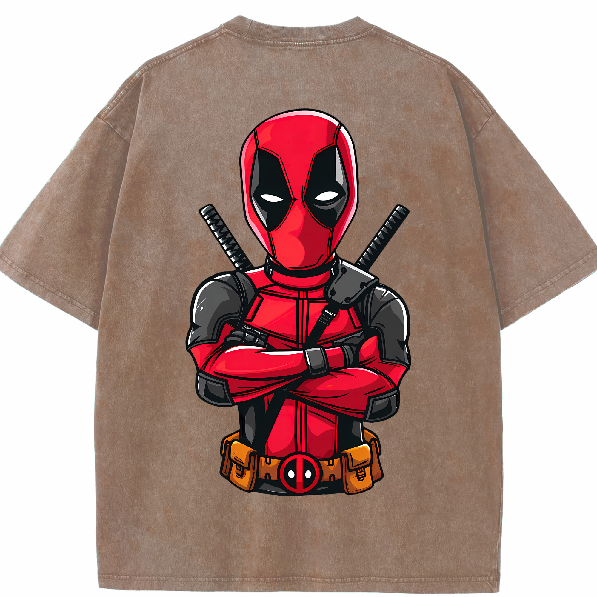 （画像用） Deadpool デッドプール 綿100% ヴィンテージ風 半袖Tシャツ（背面プリント）