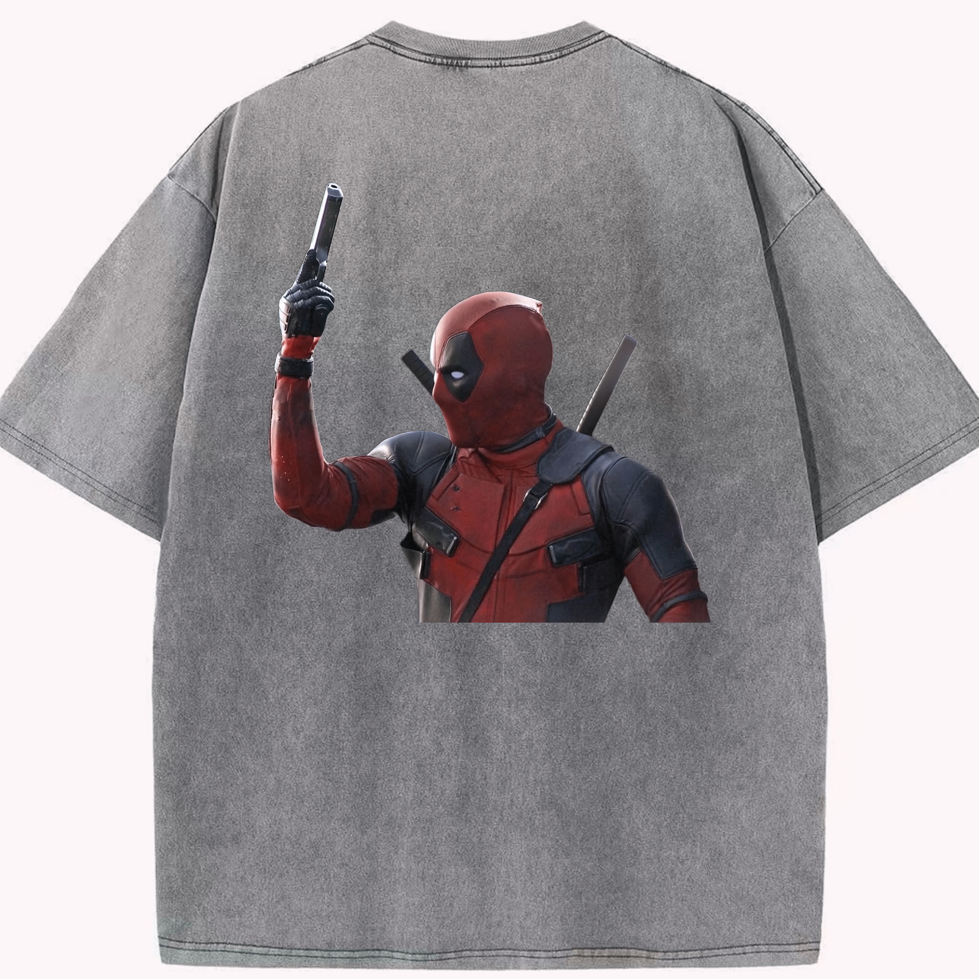 （画像用） Deadpool デッドプール 綿100% ヴィンテージ風 半袖Tシャツ（背面プリント）