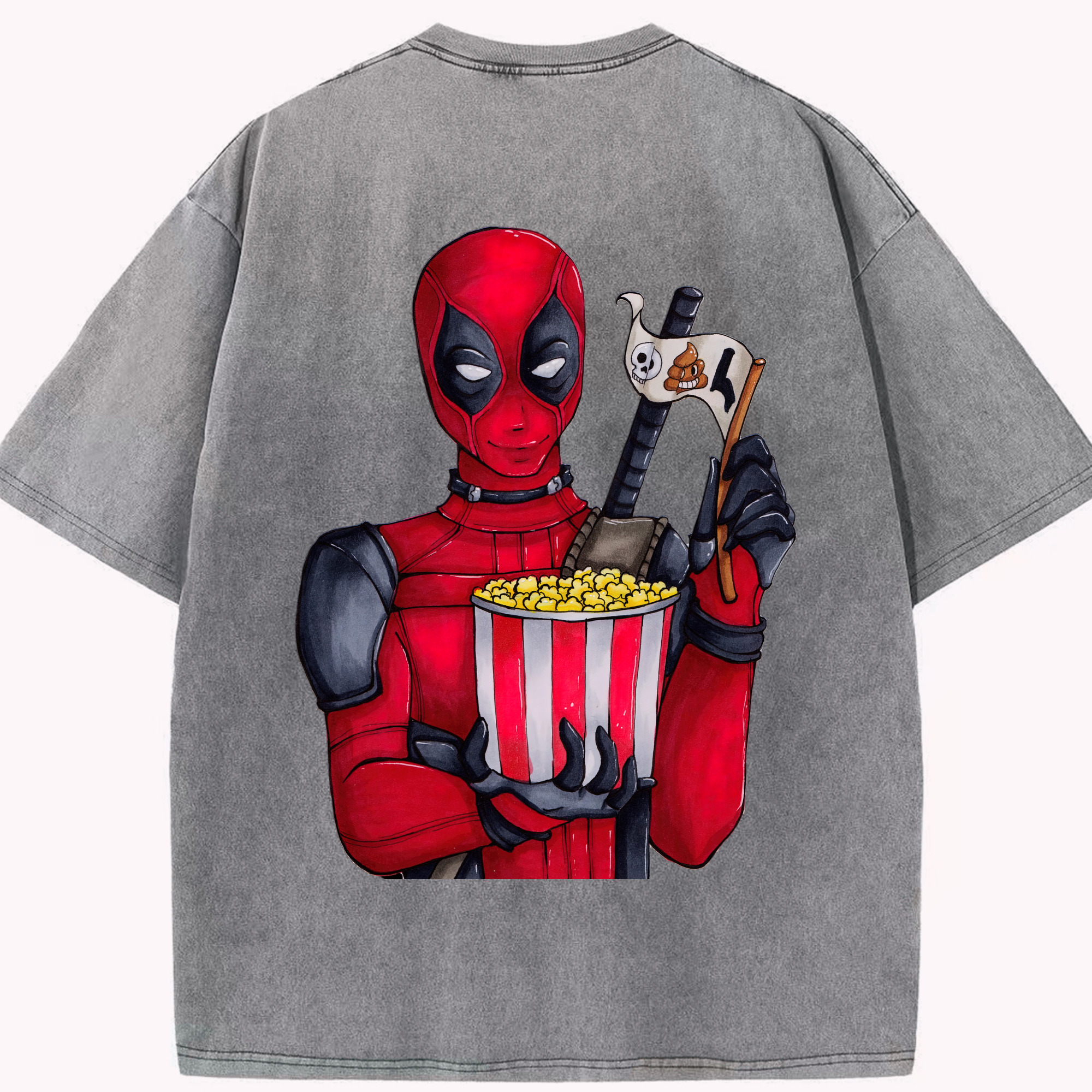 （画像用） Deadpool デッドプール 綿100% ヴィンテージ風 半袖Tシャツ（背面プリント）