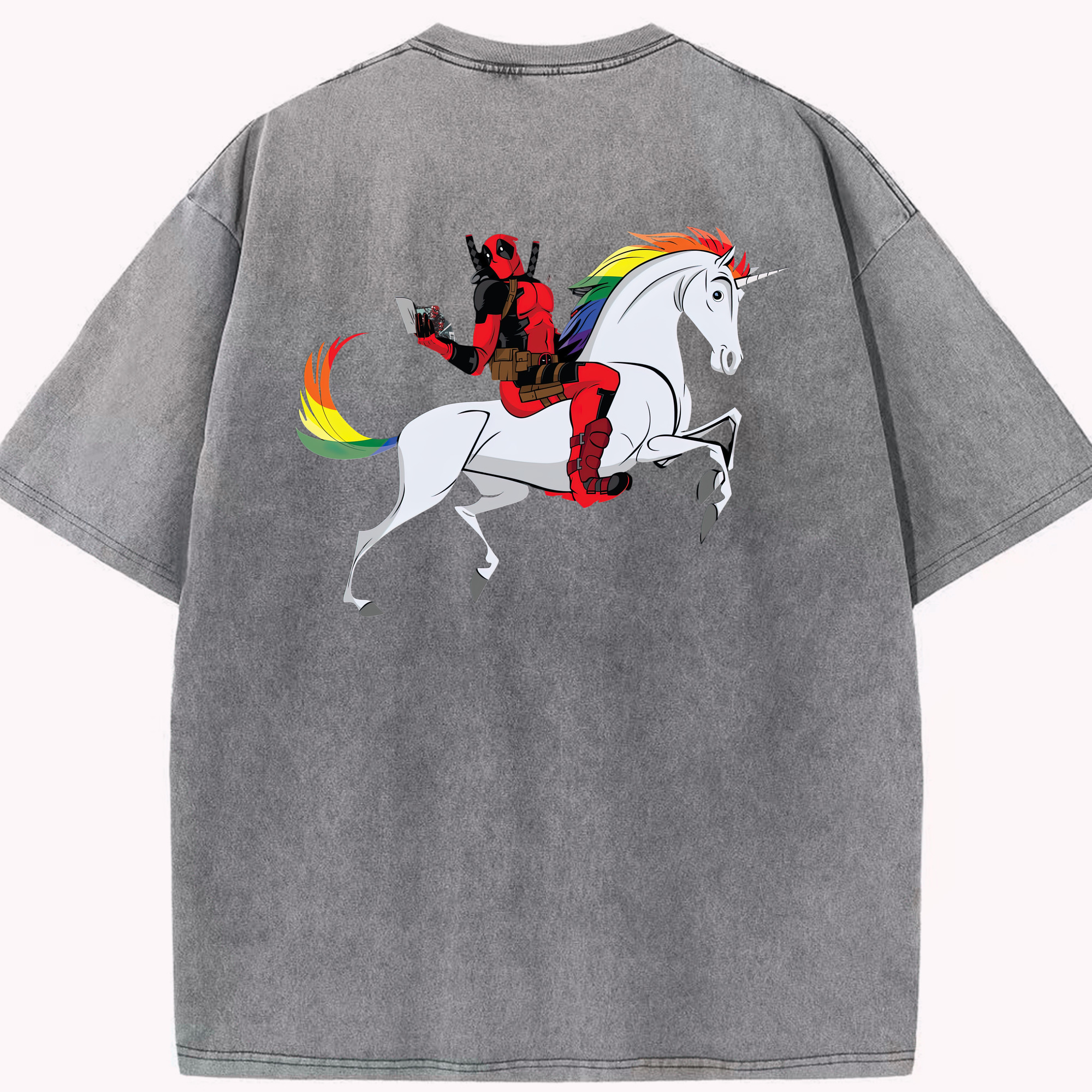 （画像用） Deadpool デッドプール 綿100% ヴィンテージ風 半袖Tシャツ（背面プリント）