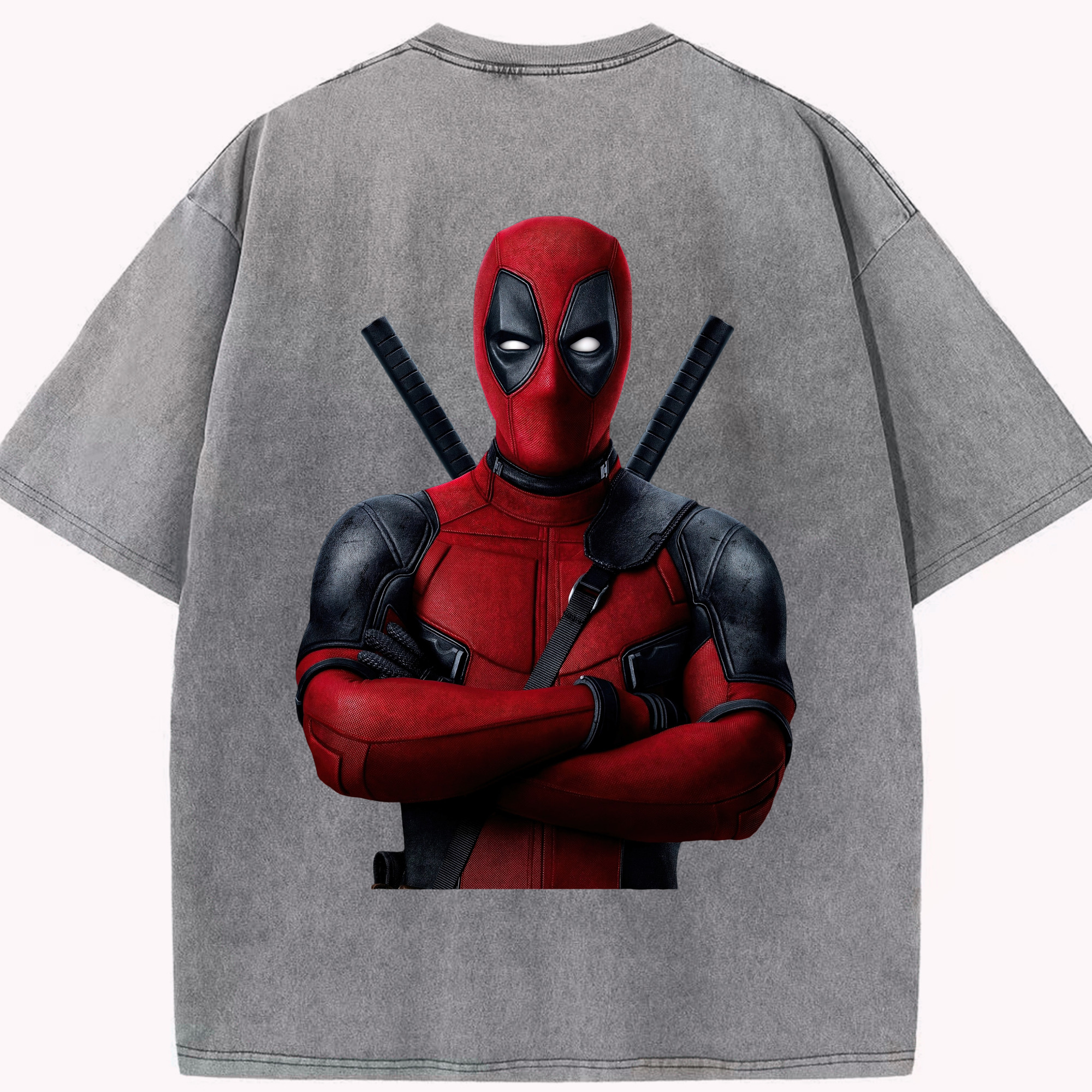 （画像用） Deadpool デッドプール 綿100% ヴィンテージ風 半袖Tシャツ（背面プリント）