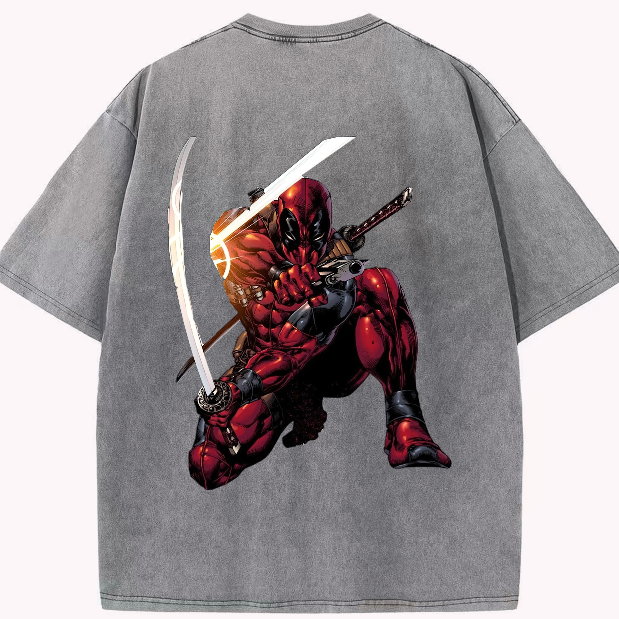 （画像用） Deadpool デッドプール 綿100% ヴィンテージ風 半袖Tシャツ（背面プリント）