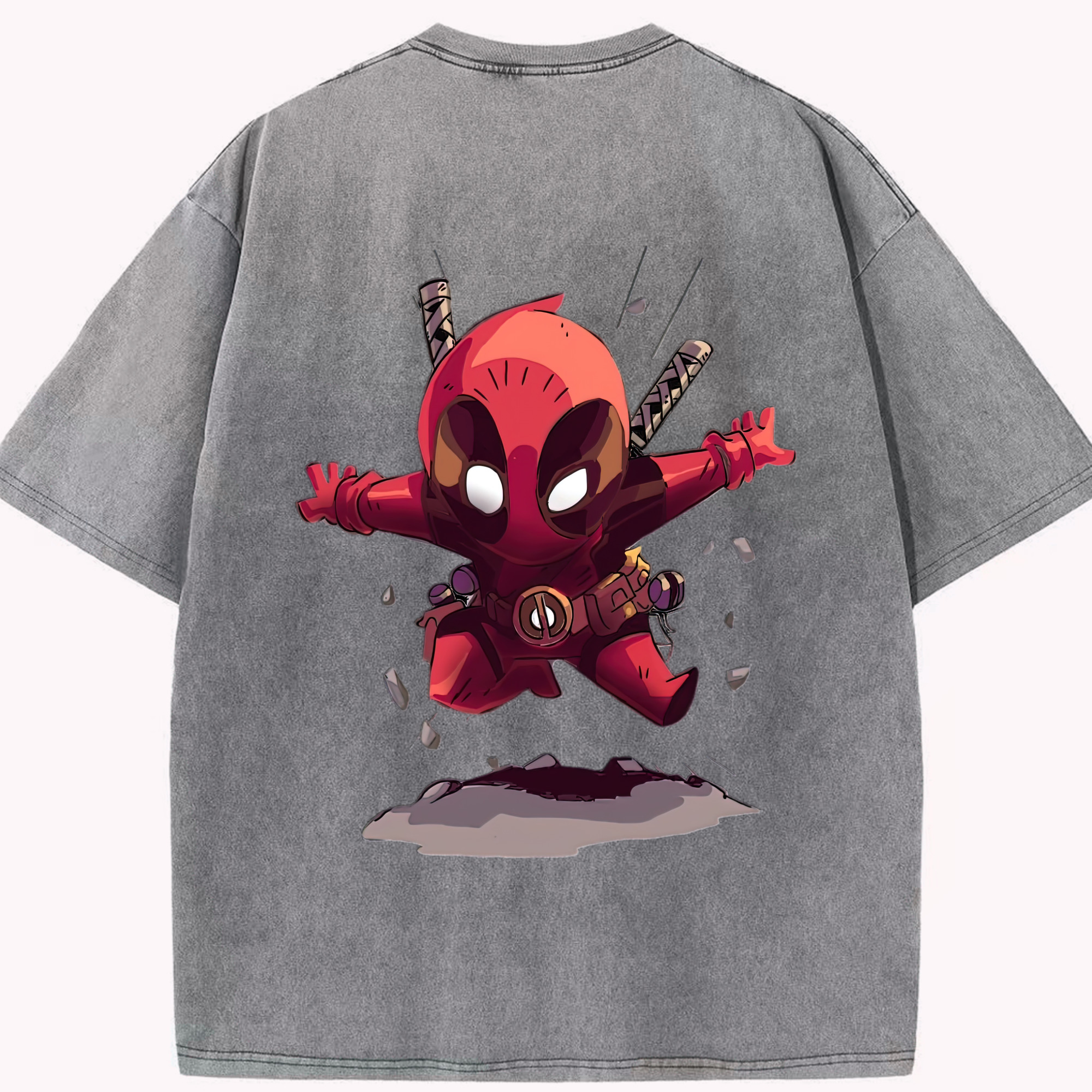 （画像用） Deadpool デッドプール 綿100% ヴィンテージ風 半袖Tシャツ（背面プリント）