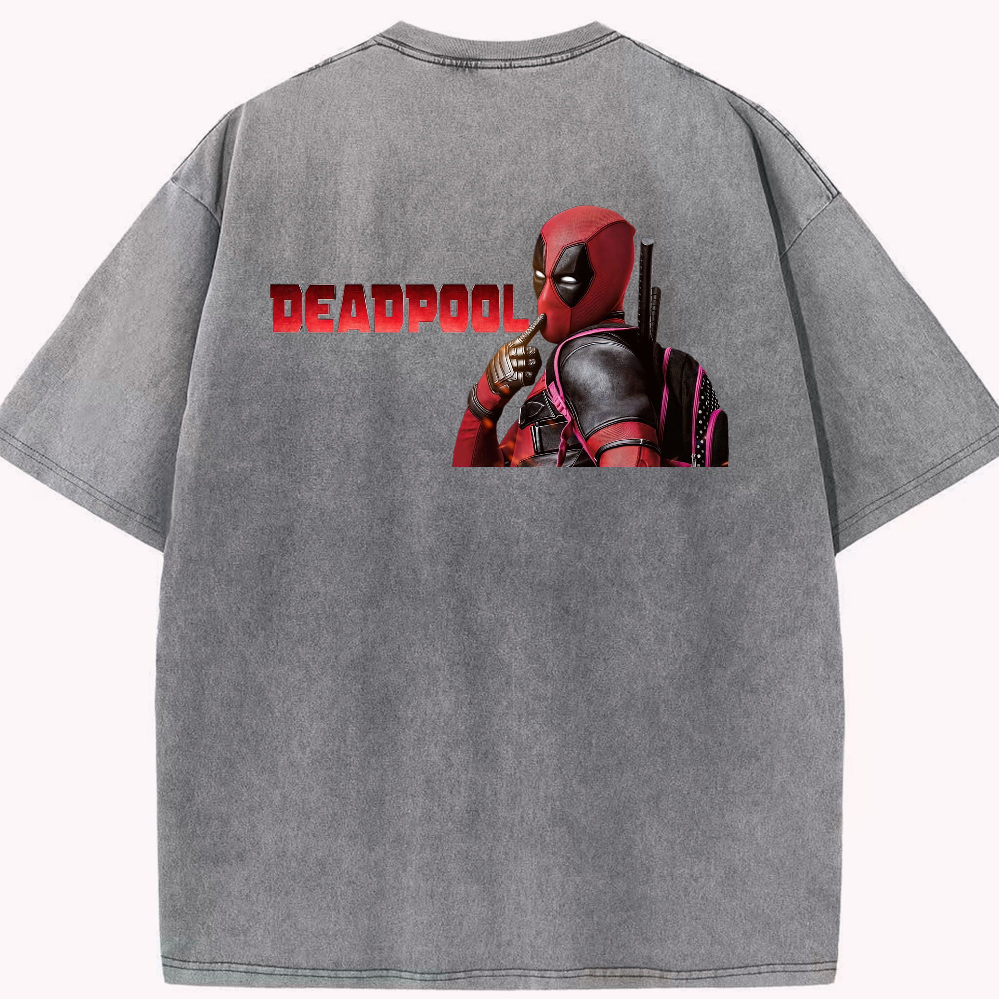 （画像用） Deadpool デッドプール 綿100% ヴィンテージ風 半袖Tシャツ（背面プリント）