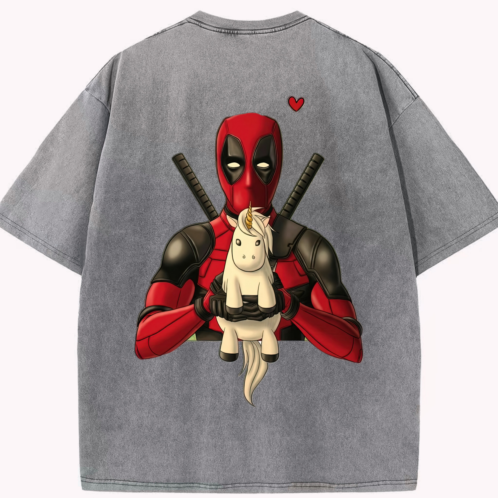 （画像用） Deadpool デッドプール 綿100% ヴィンテージ風 半袖Tシャツ（背面プリント）