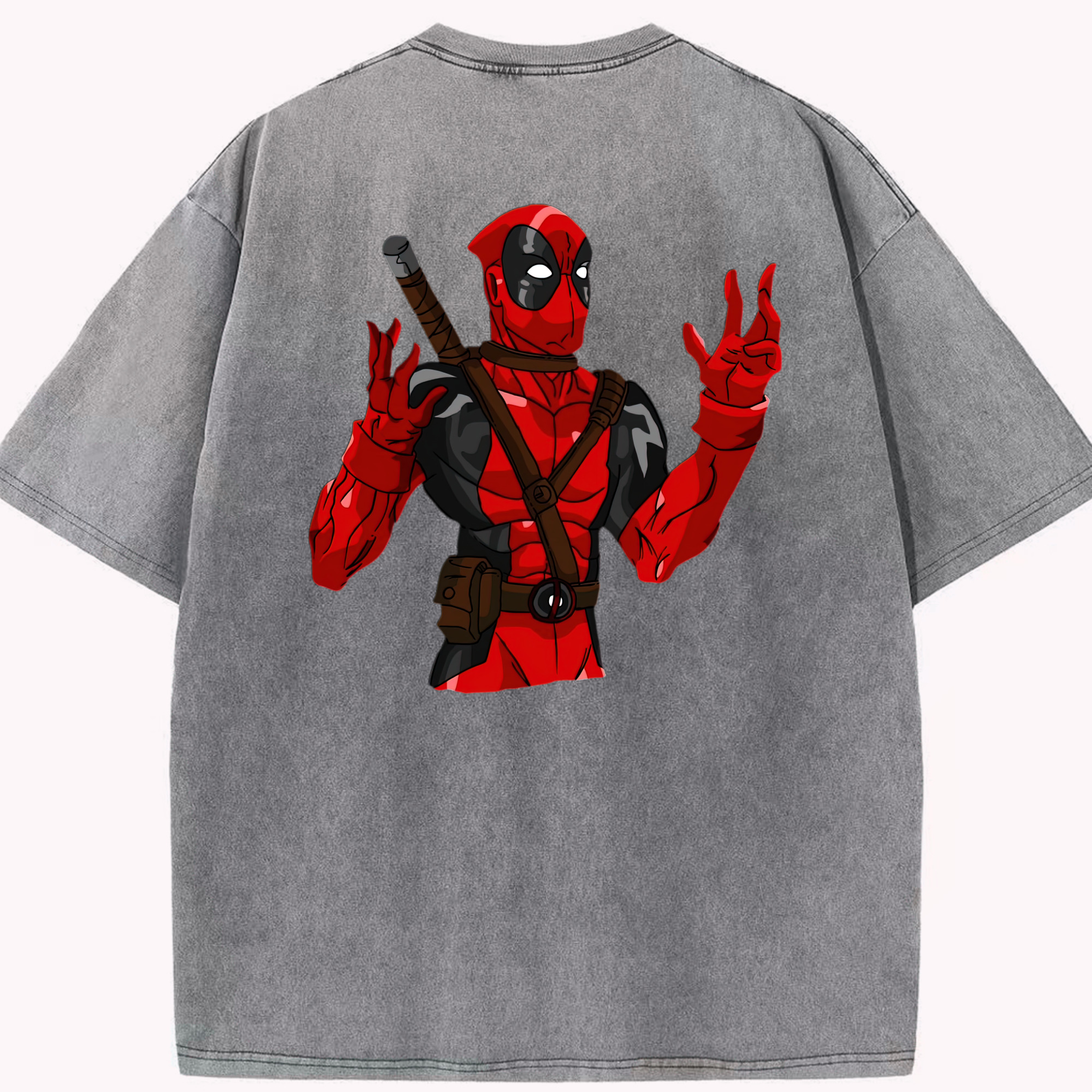 （画像用） Deadpool デッドプール 綿100% ヴィンテージ風 半袖Tシャツ（背面プリント）