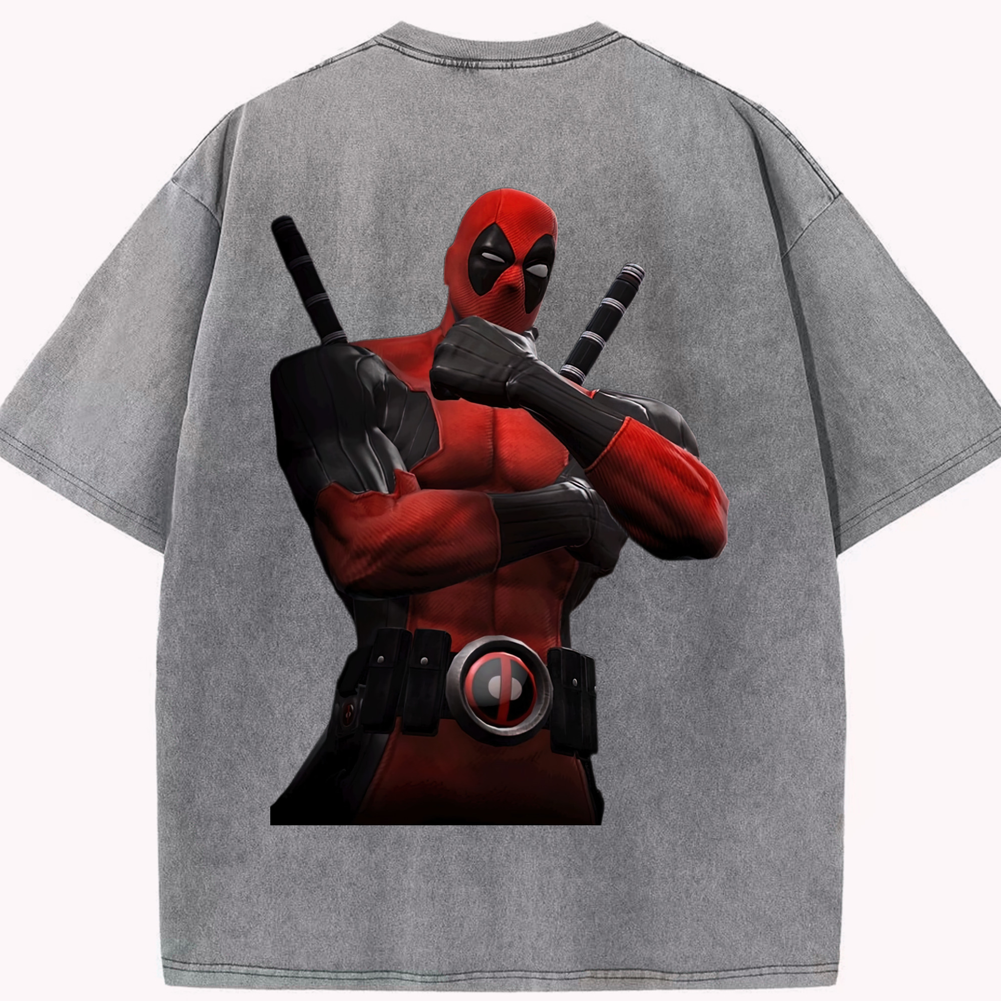 （画像用） Deadpool デッドプール 綿100% ヴィンテージ風 半袖Tシャツ（背面プリント）