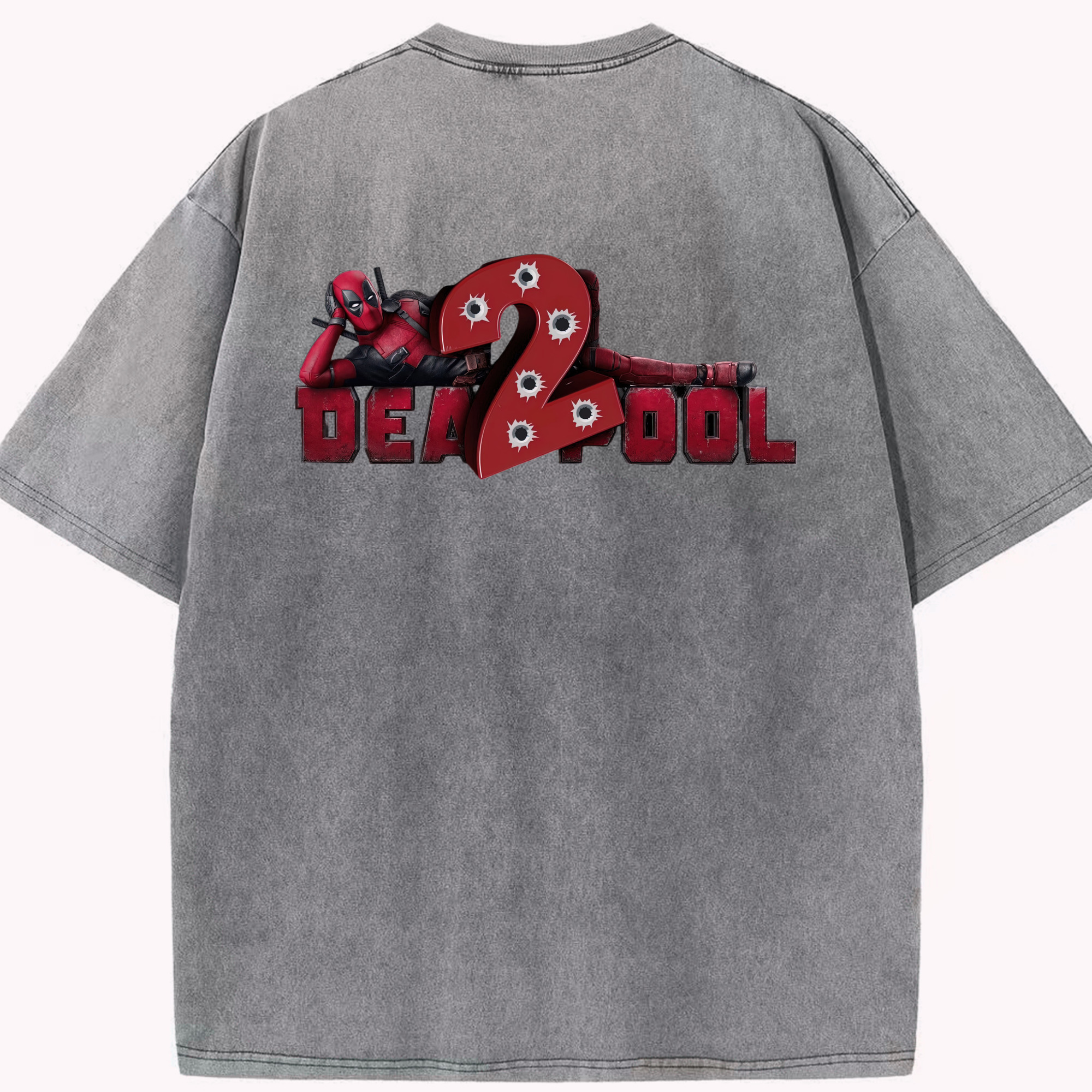 （画像用） Deadpool デッドプール 綿100% ヴィンテージ風 半袖Tシャツ（背面プリント）
