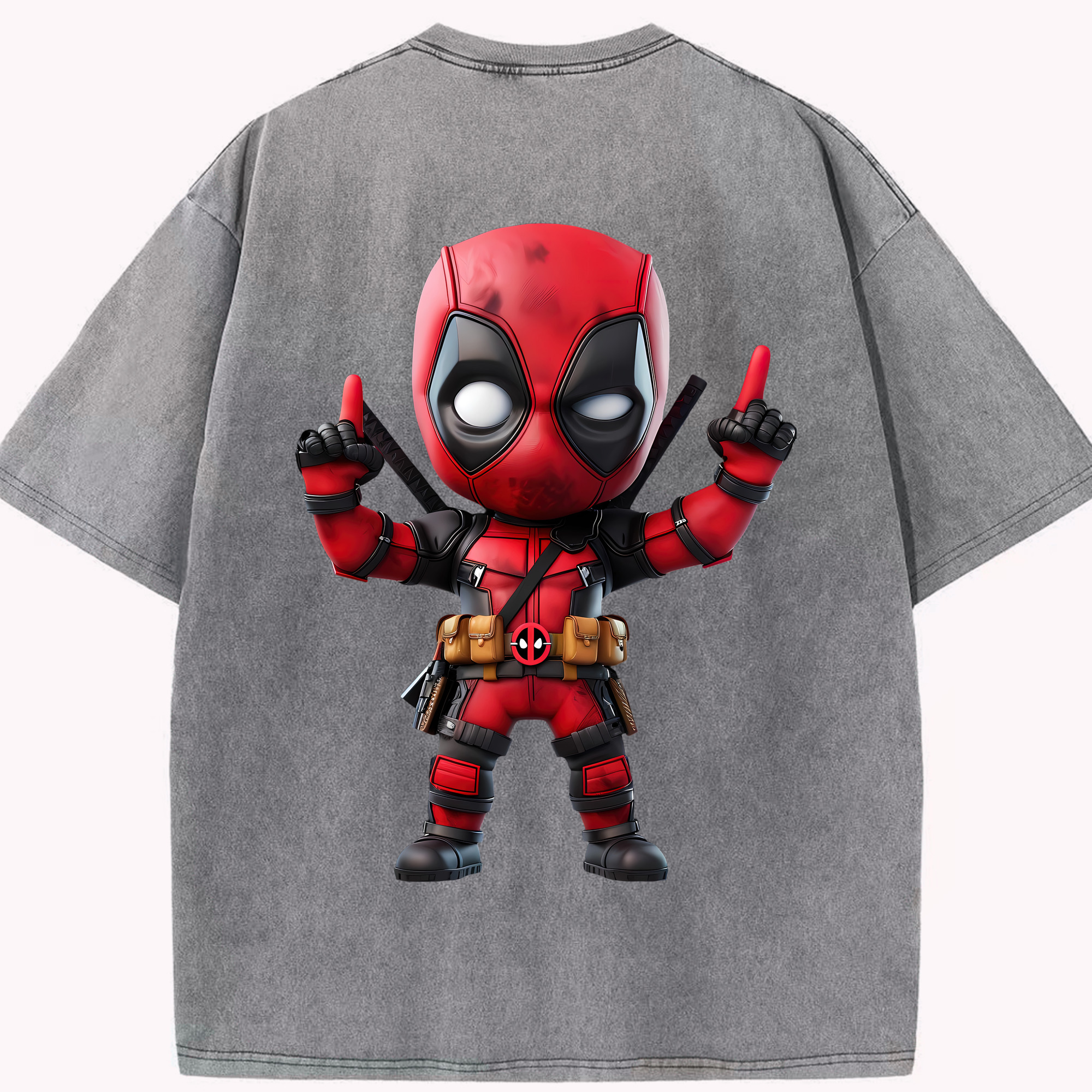 （画像用） Deadpool デッドプール 綿100% ヴィンテージ風 半袖Tシャツ（背面プリント）