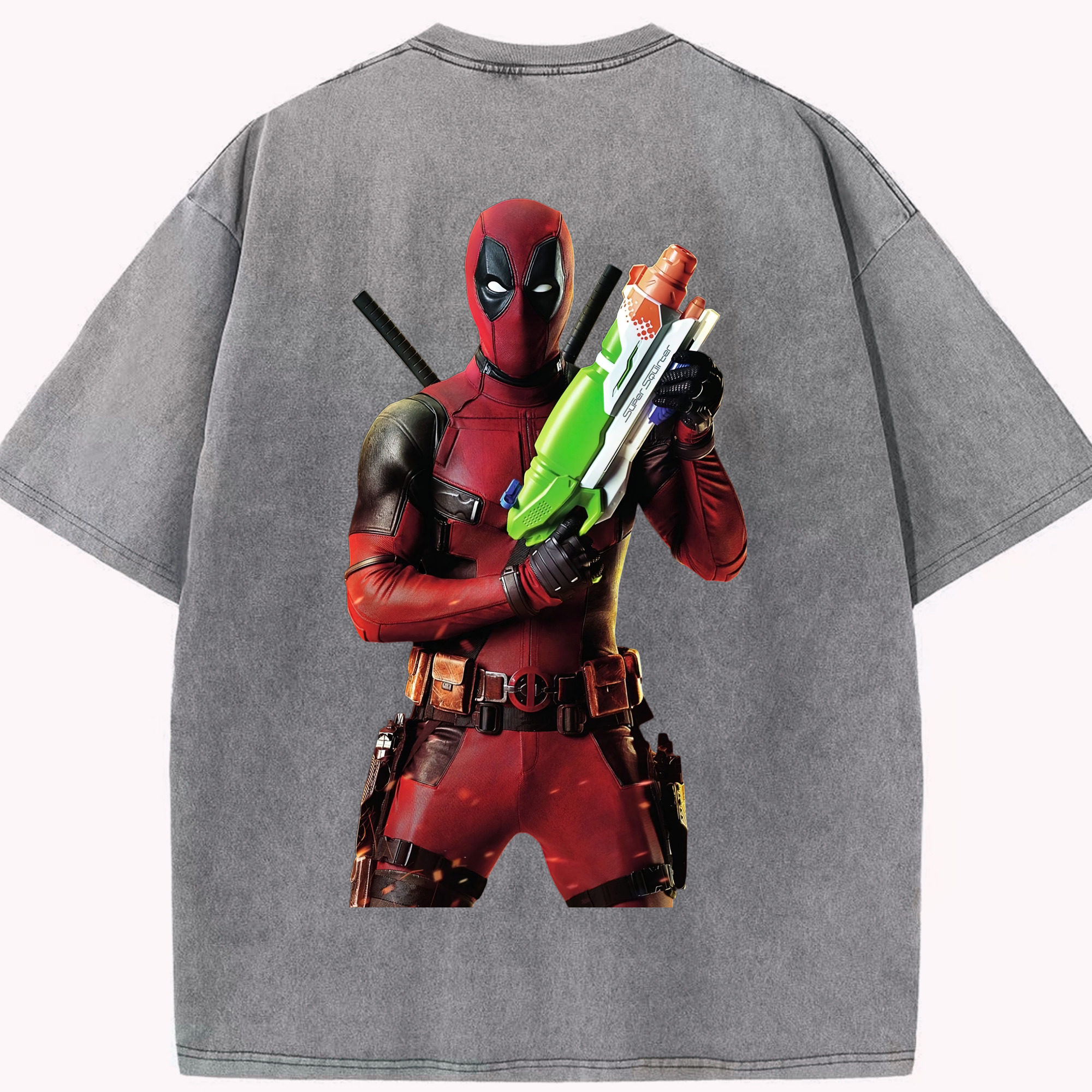 （画像用） Deadpool デッドプール 綿100% ヴィンテージ風 半袖Tシャツ（背面プリント）