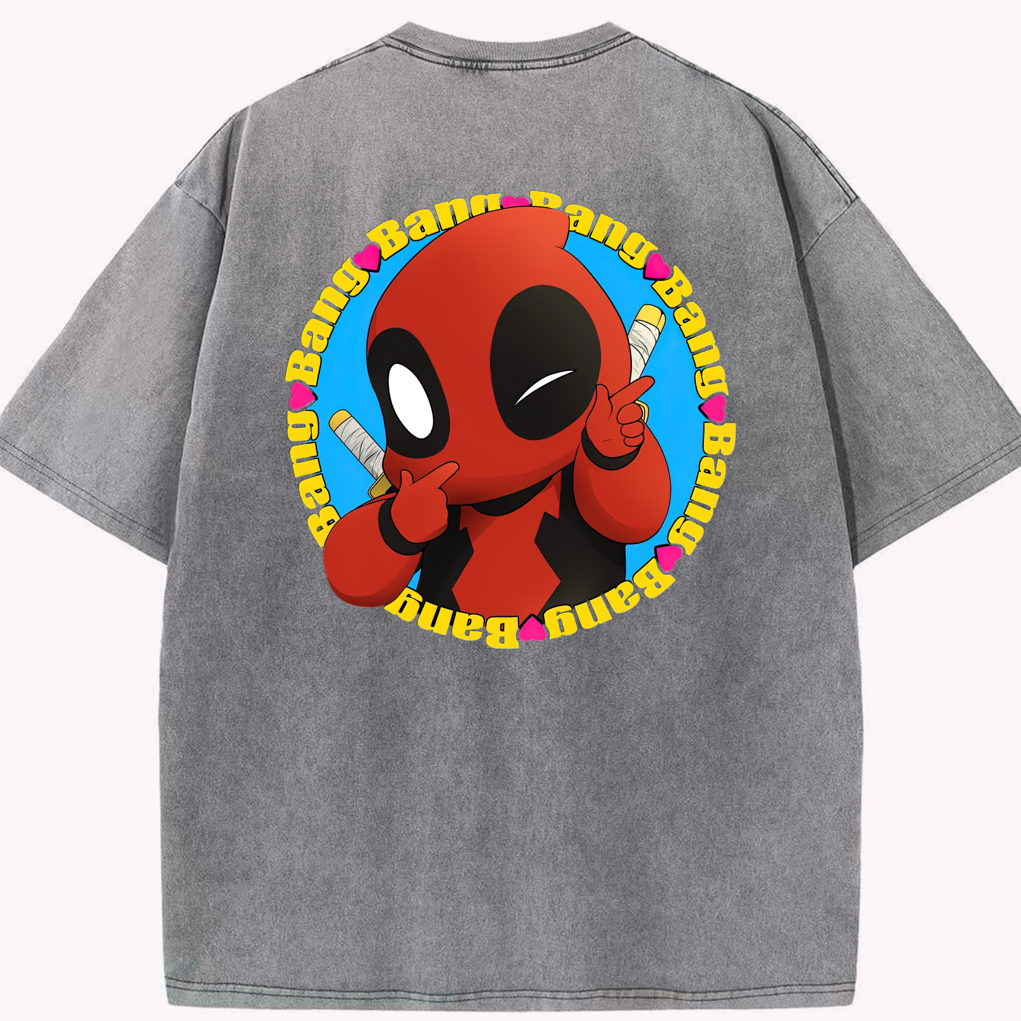 （画像用） Deadpool デッドプール 綿100% ヴィンテージ風 半袖Tシャツ（背面プリント）