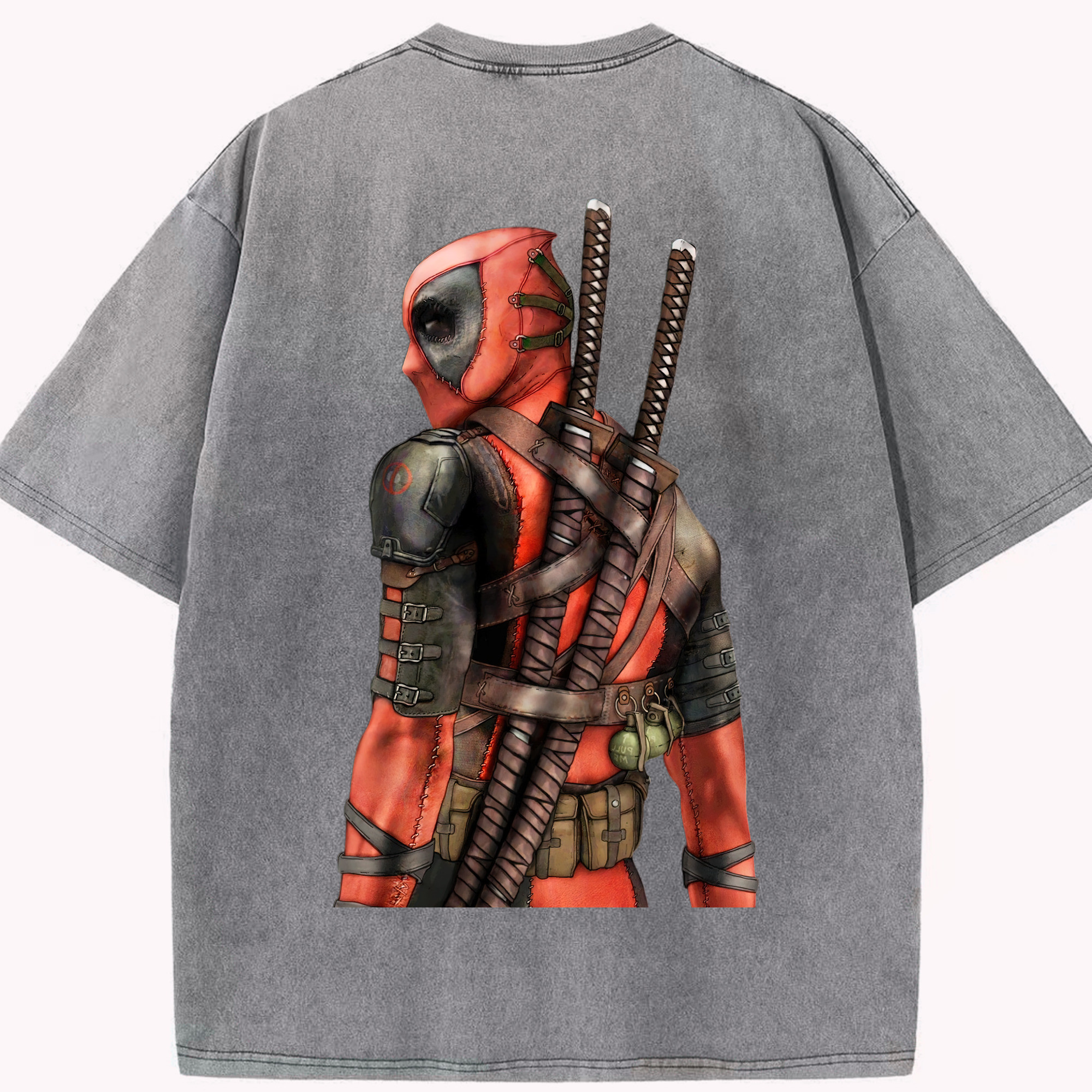 （画像用） Deadpool デッドプール 綿100% ヴィンテージ風 半袖Tシャツ（背面プリント）